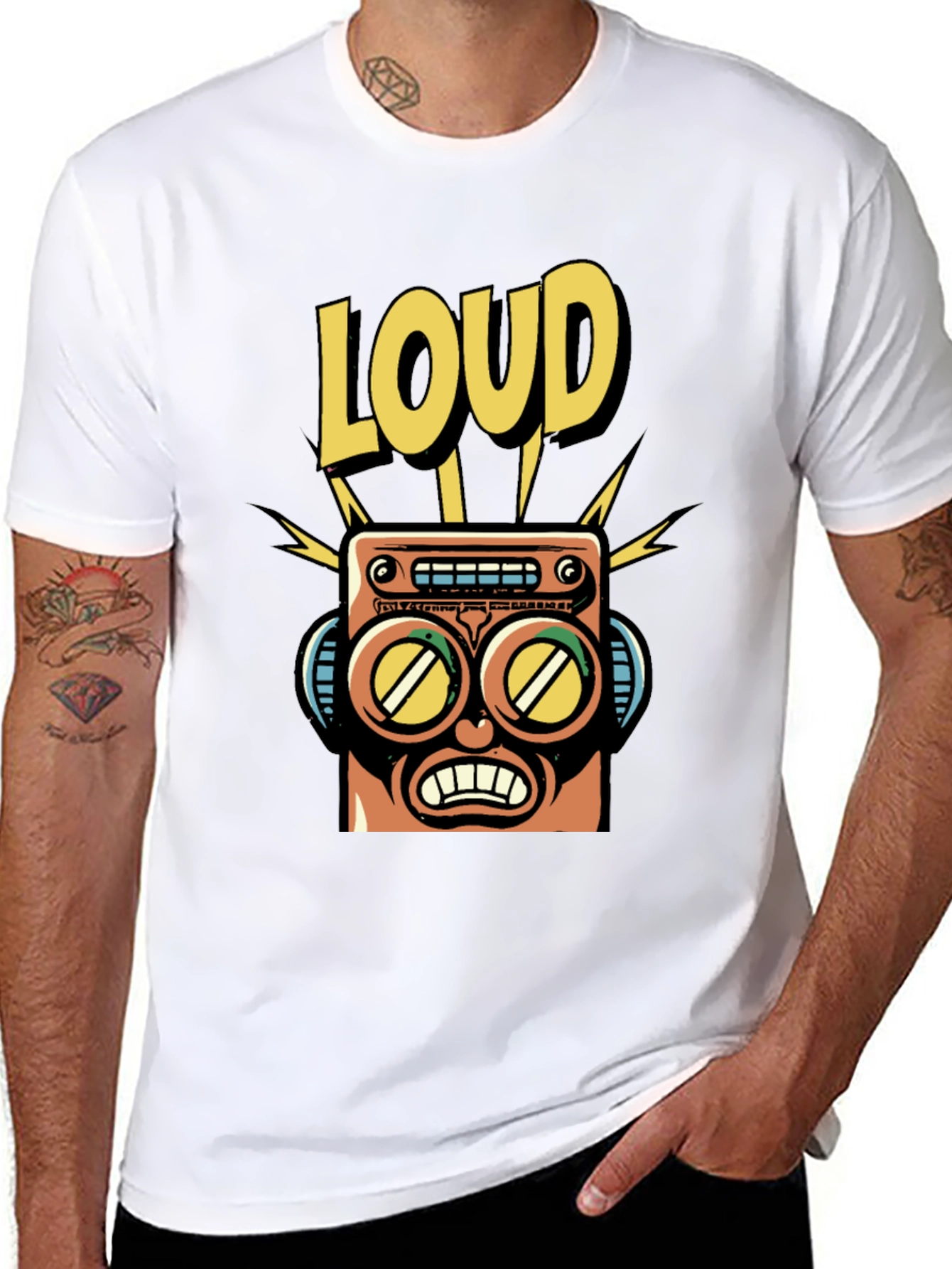 Black LOUD Robot Graphic Tee - Retro Style view 8
