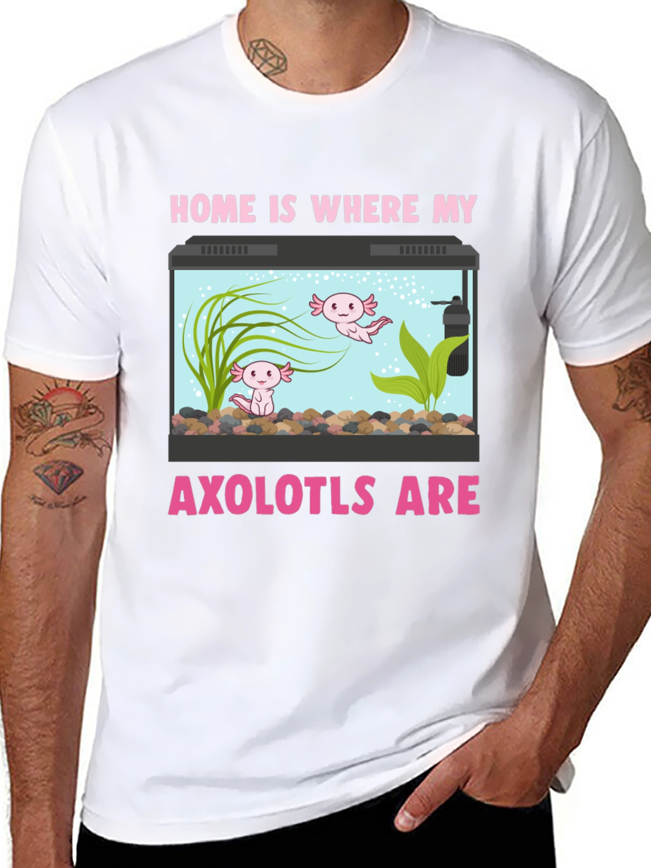 Black Axolotl Aquarium Home T-Shirt view 8