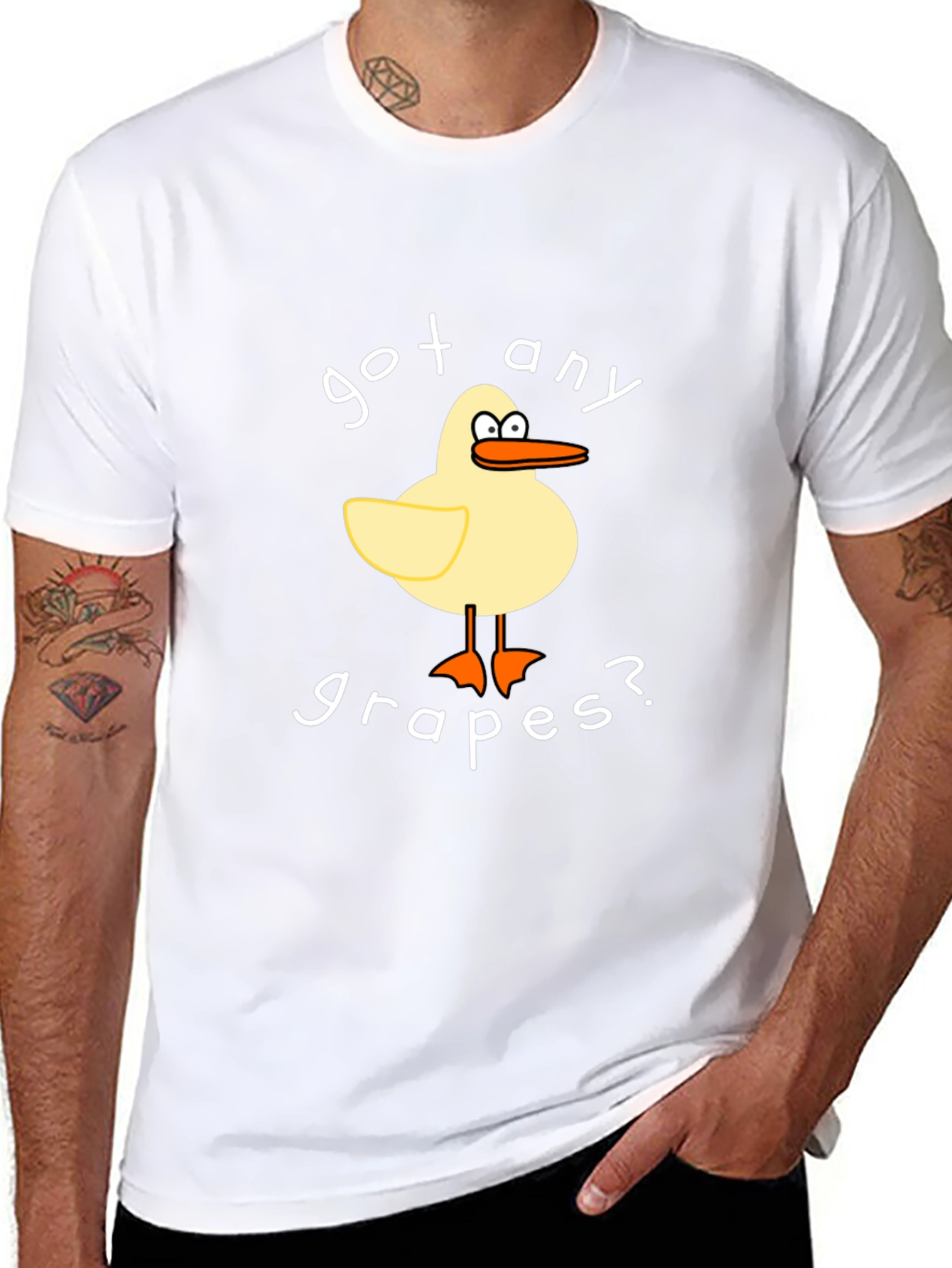 Black Got Any Grapes? Funny Cartoon Duck T-Shirt view 8