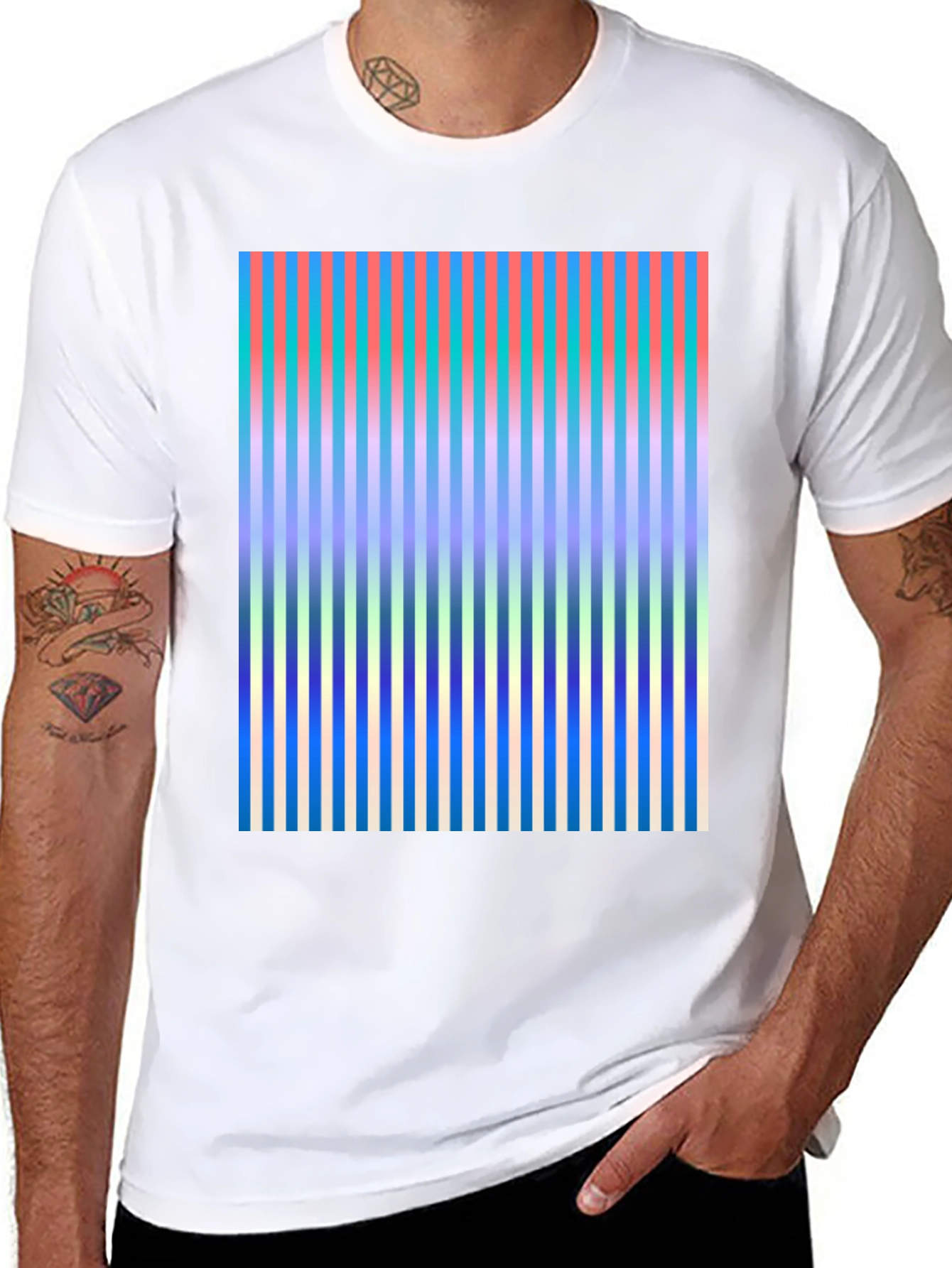 Black Abstract Stripe Graphic Tee view 8
