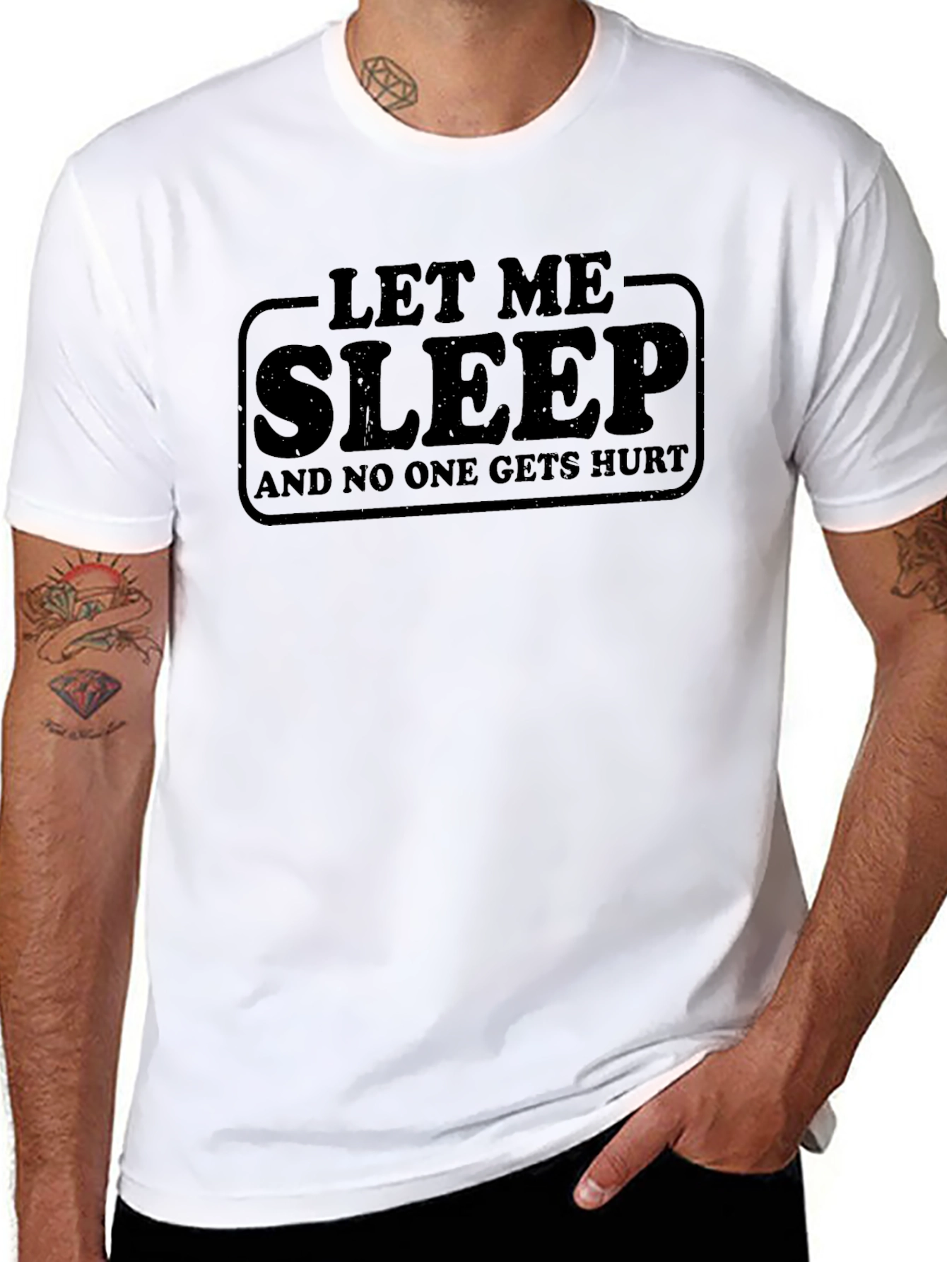 Black Let Me Sleep Funny T-Shirt view 8