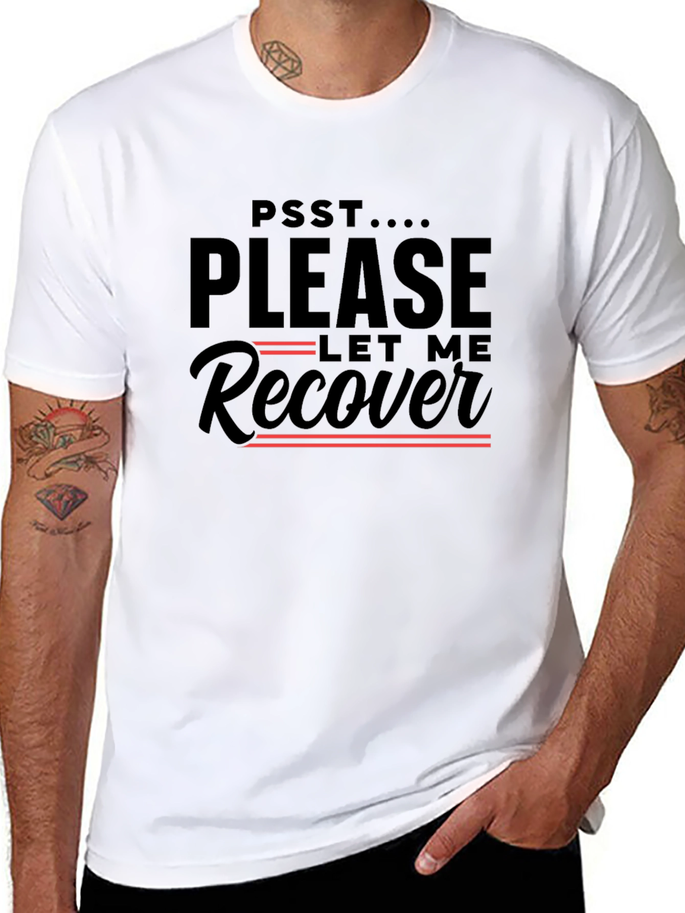 Black Please Let Me Recover Graphic T-Shirt view 8