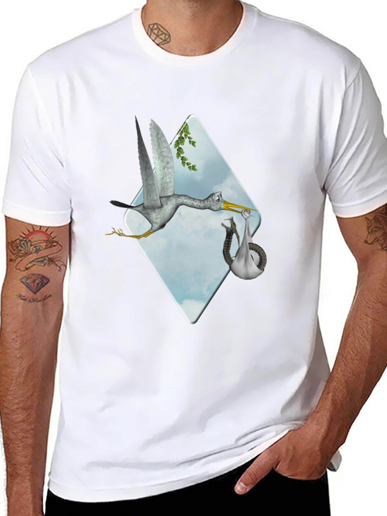 Black Stork Delivery Graphic Tee view 8