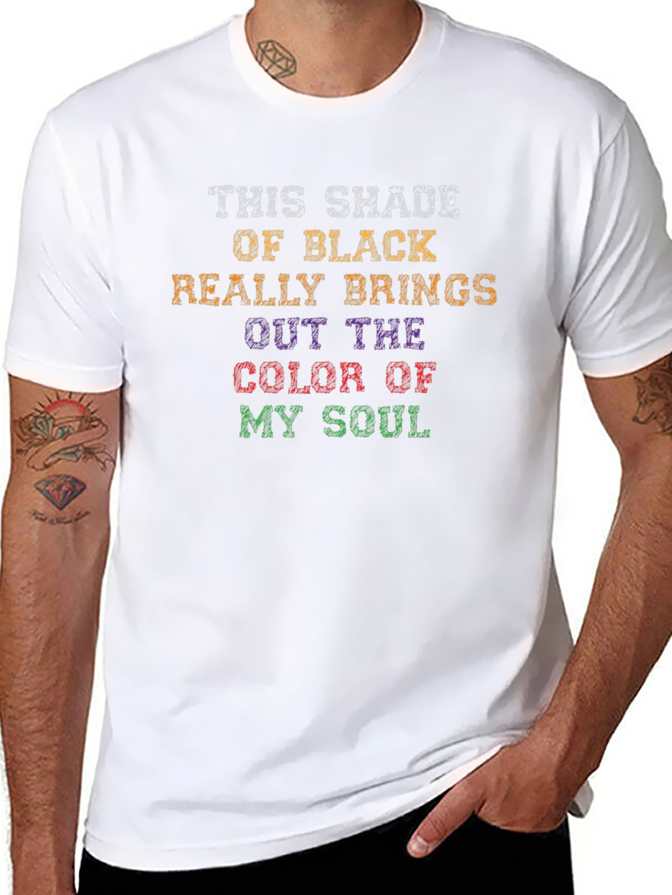 Black Humorous "Color of My Soul" Black T-Shirt view 8