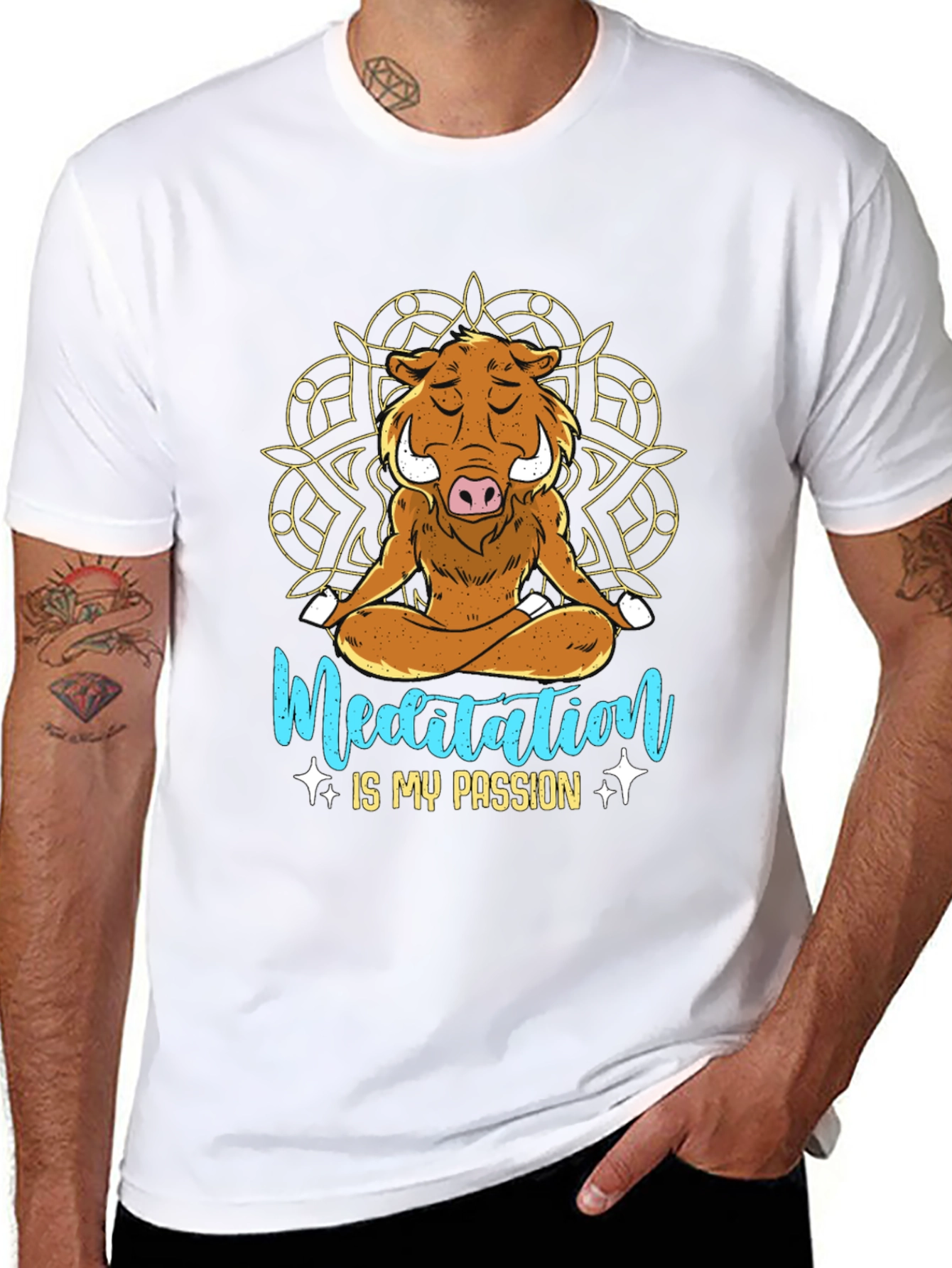 Black Zen Boar Meditation T-Shirt - Relax & Find Your Inner Peace view 8