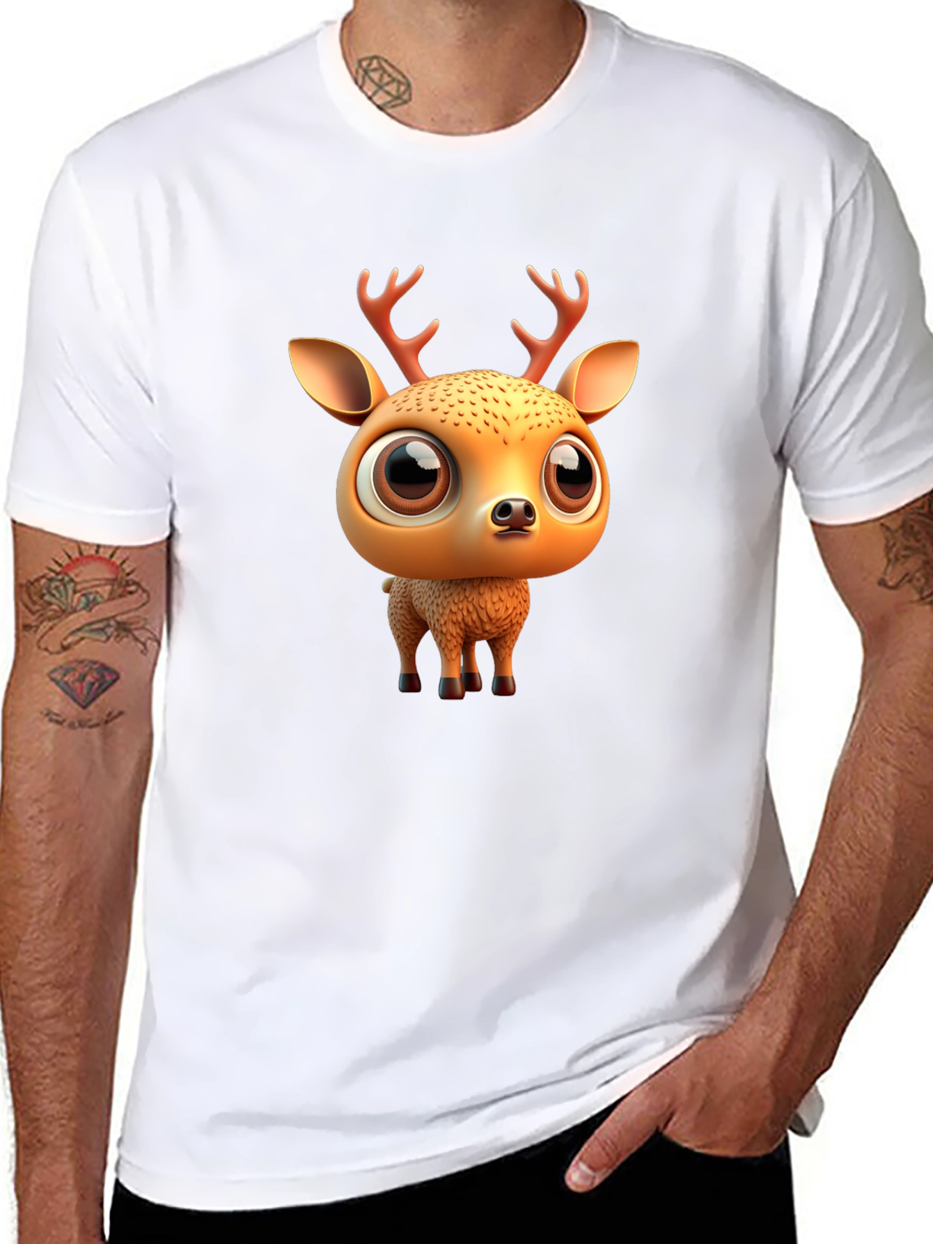 Black Cute Deer Graphic Tee view 8