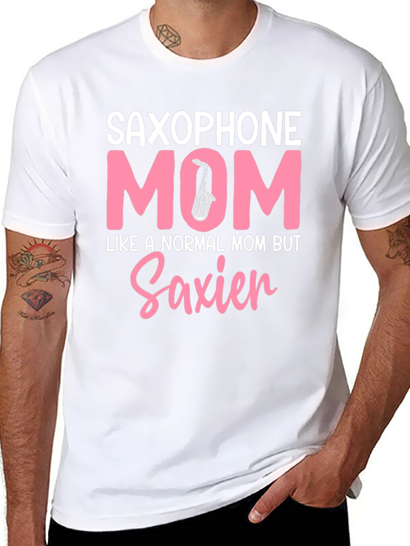 Black Saxophone Mom T-Shirt - Unique Gift for Musician Mothers view 8