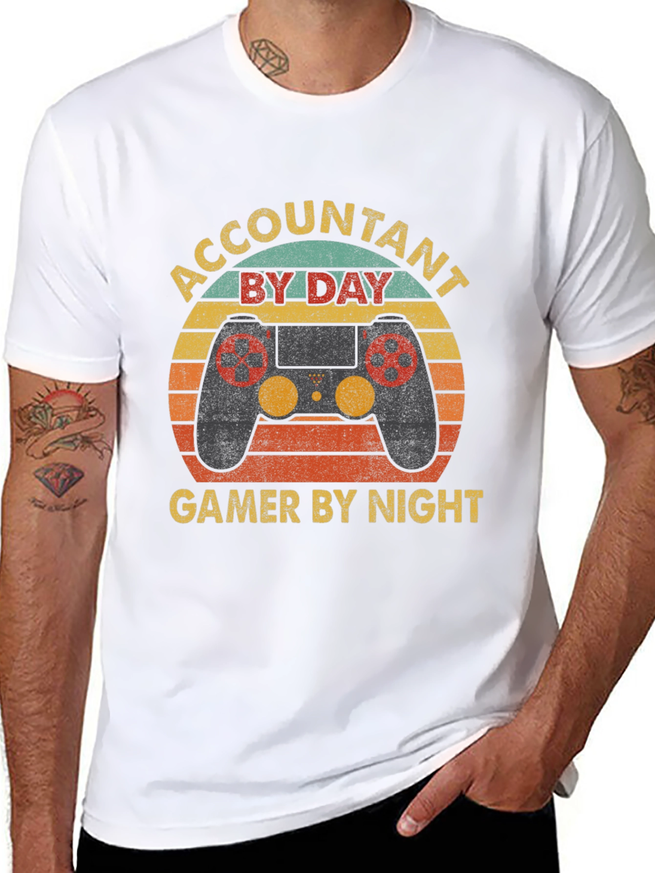 Black Accountant By Day Gamer By Night Black T-Shirt view 8