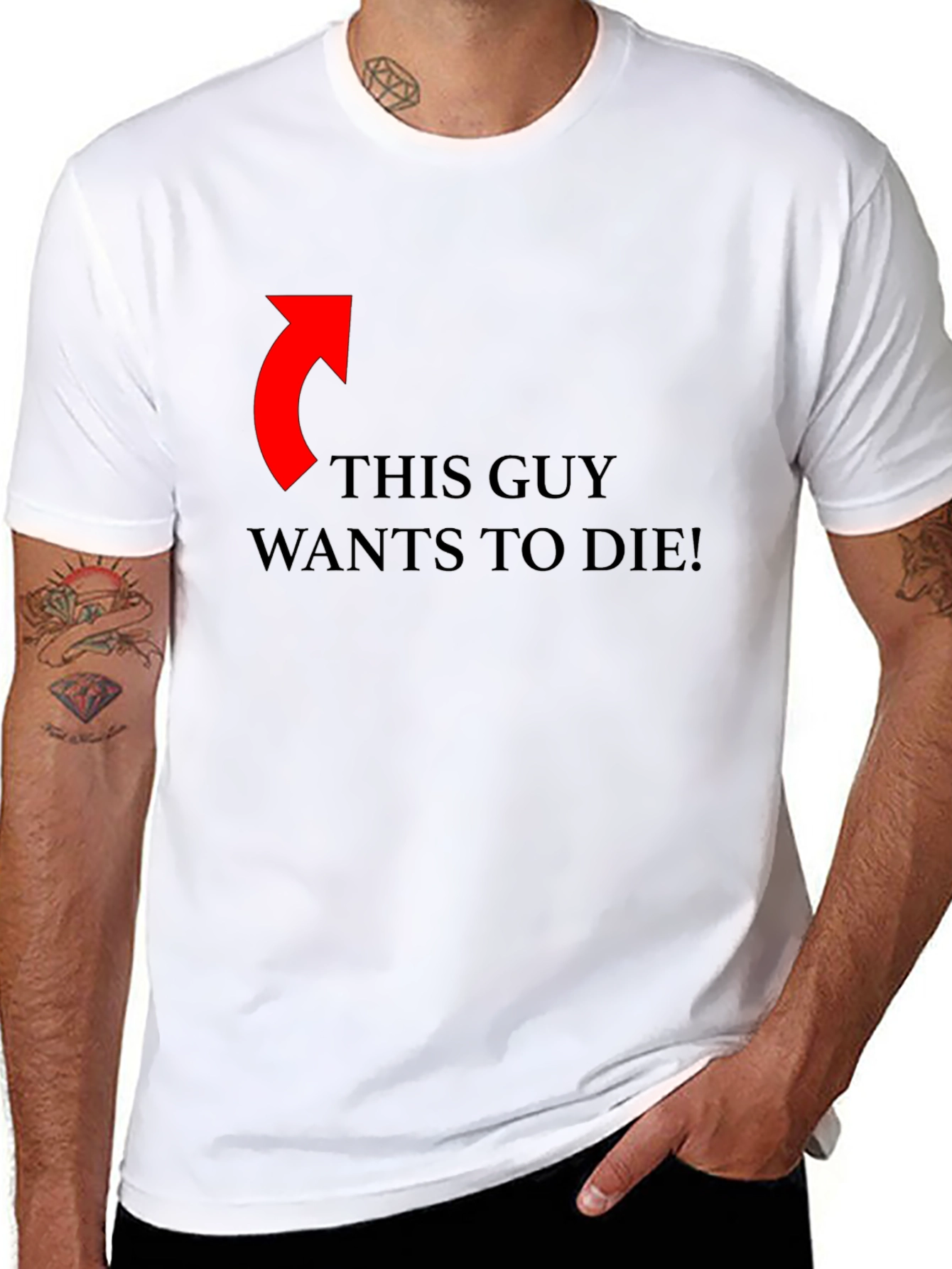 Black Funny Graphic Tee: This Guy Wants To Die! view 8