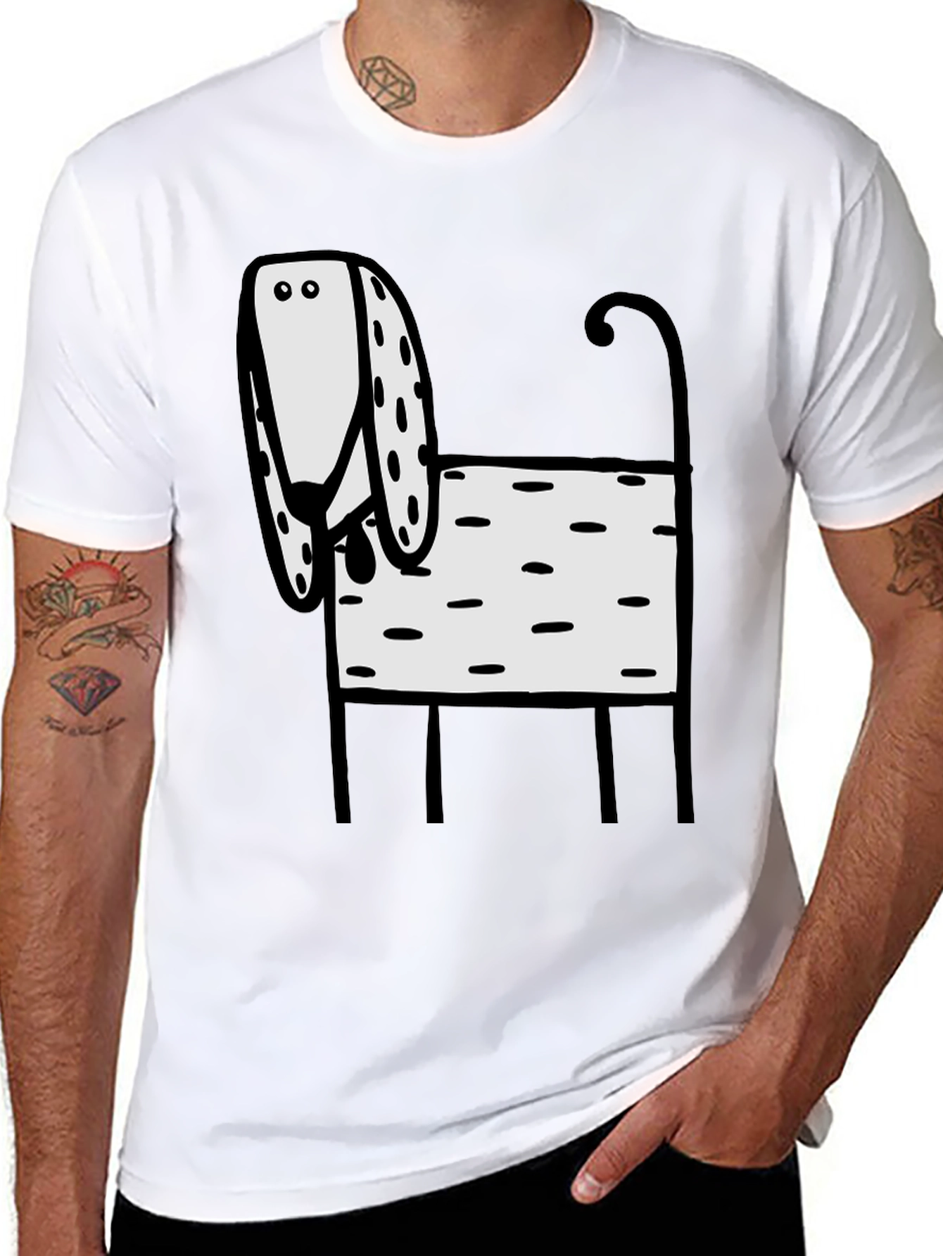 Funny Dog Graphic T-Shirt Black - 8