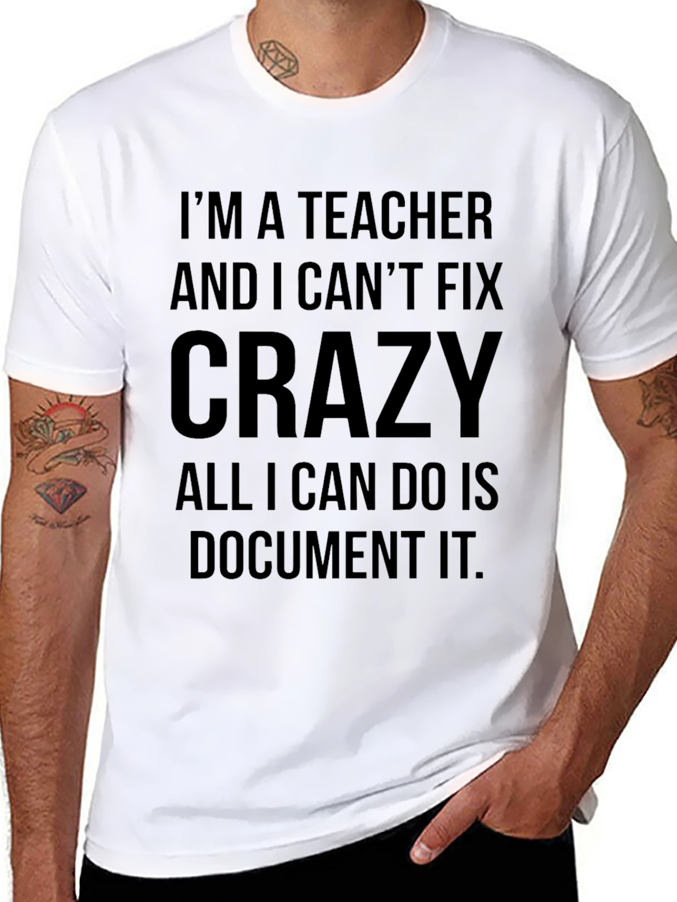 Black Teacher Crazy Funny Black T-Shirt view 8