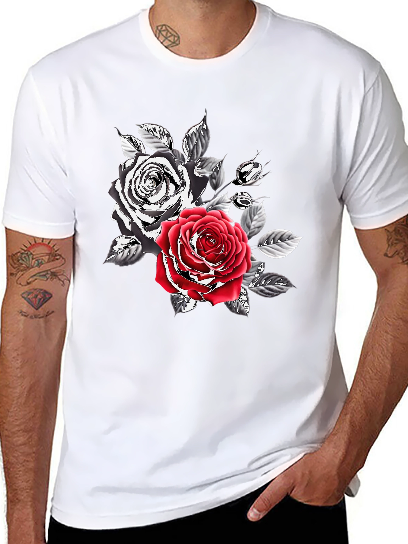 Black Rose Graphic Print Men's T-Shirt view 8