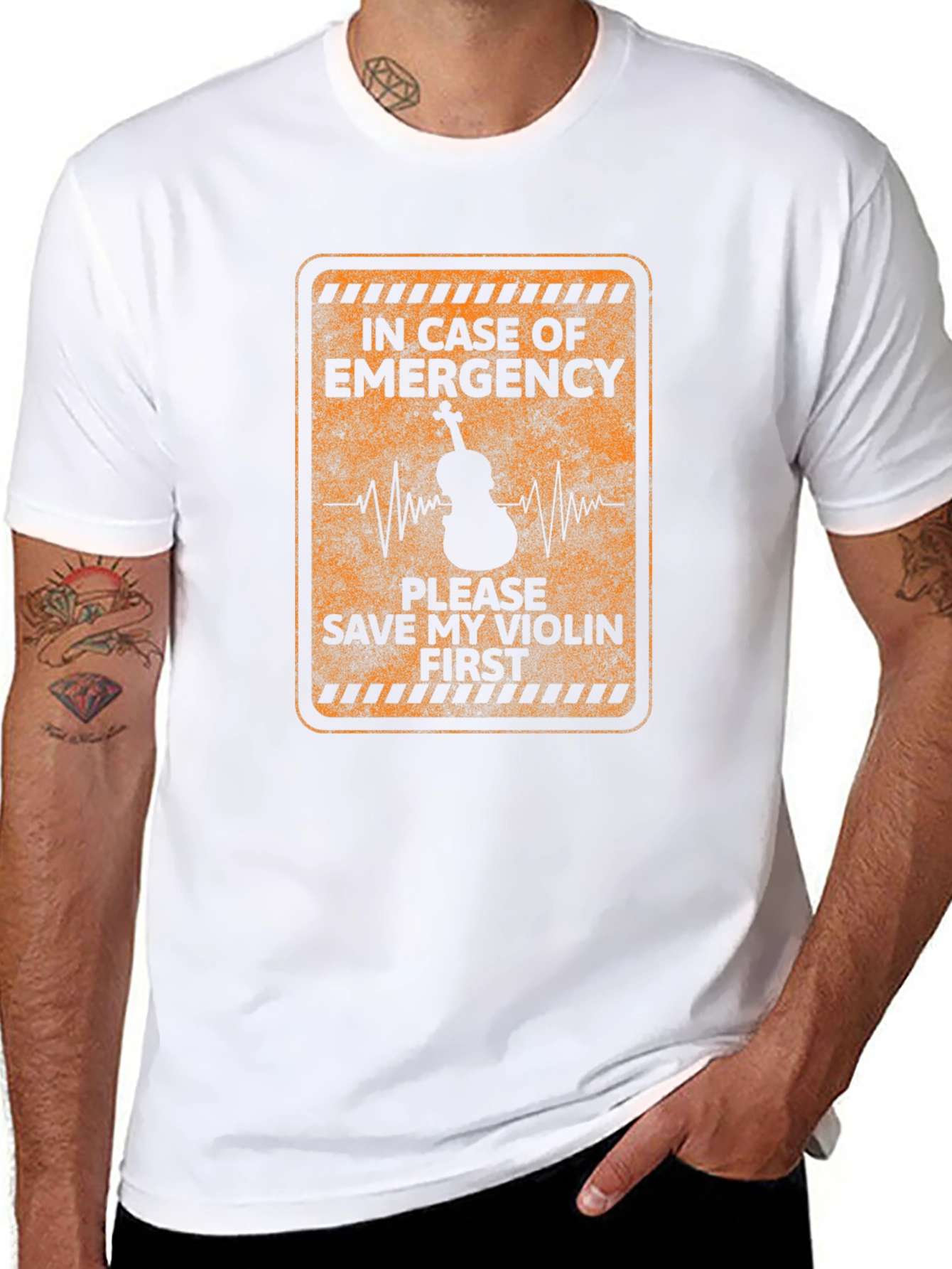 Black Emergency Violin T-Shirt - Music Lover Tee view 8