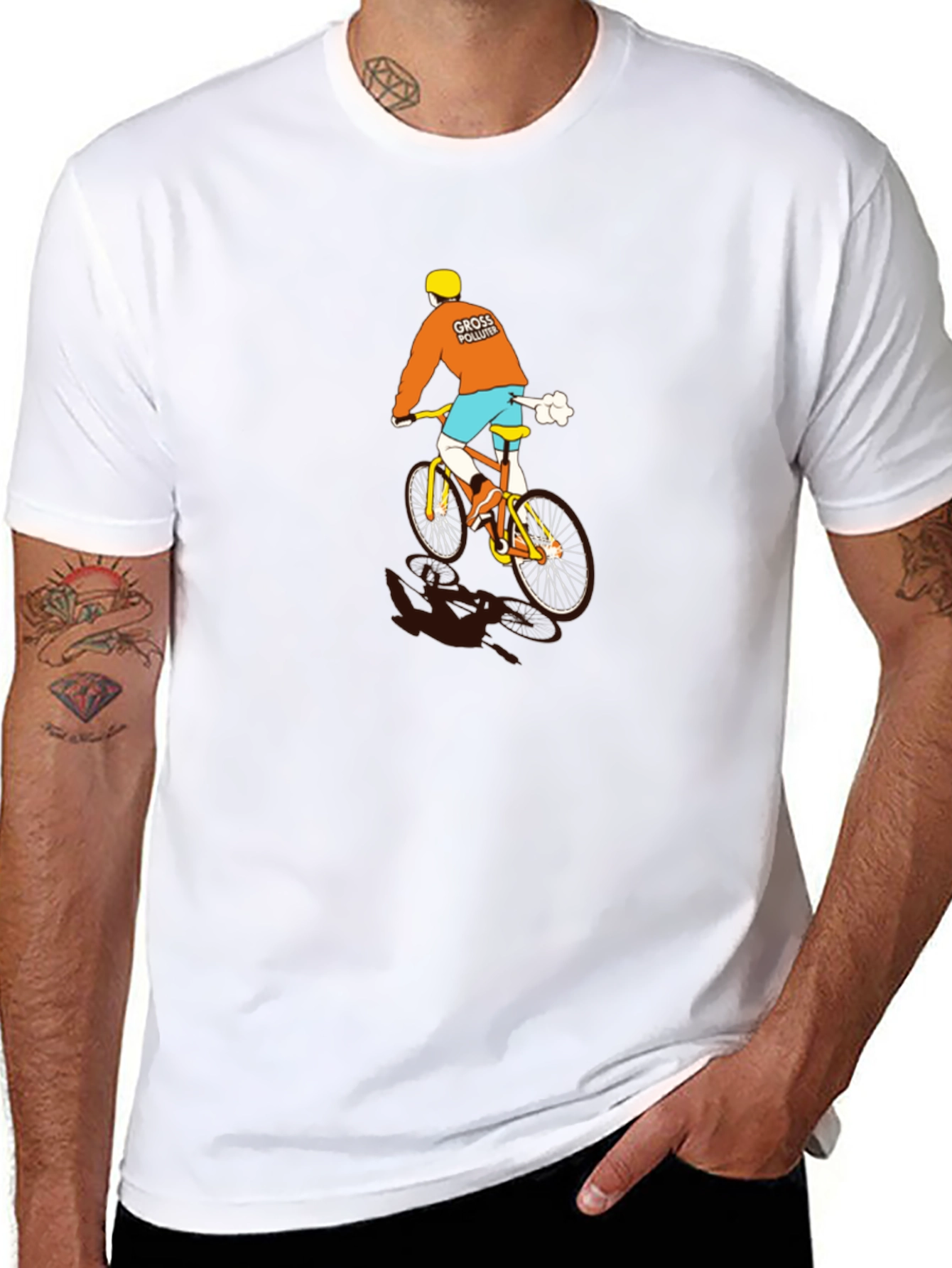 Black Funny Gross Polluter Biker Black T-Shirt view 8
