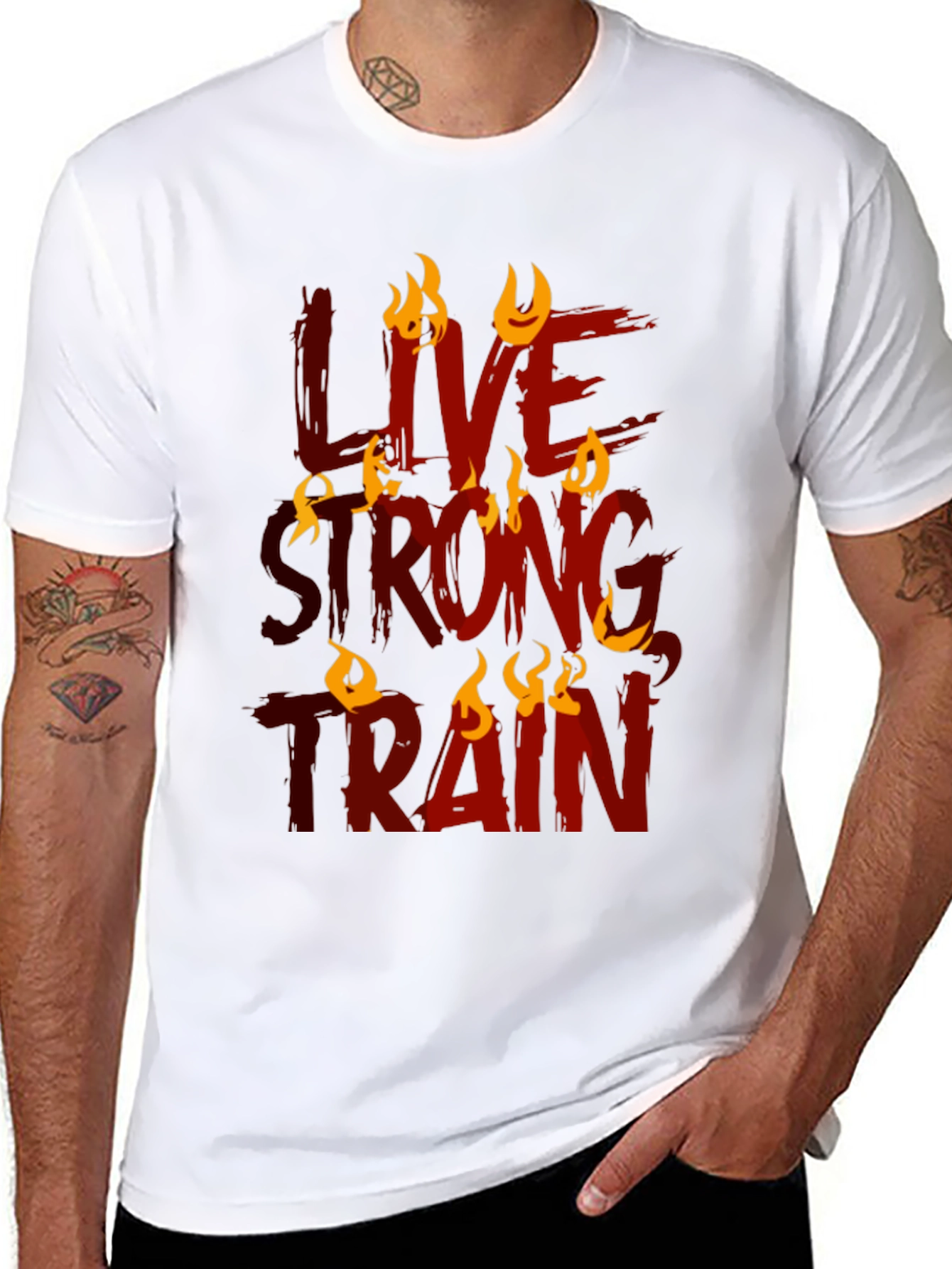 Black Live Strong Train Graphic Tee - Black Cotton Blend view 8