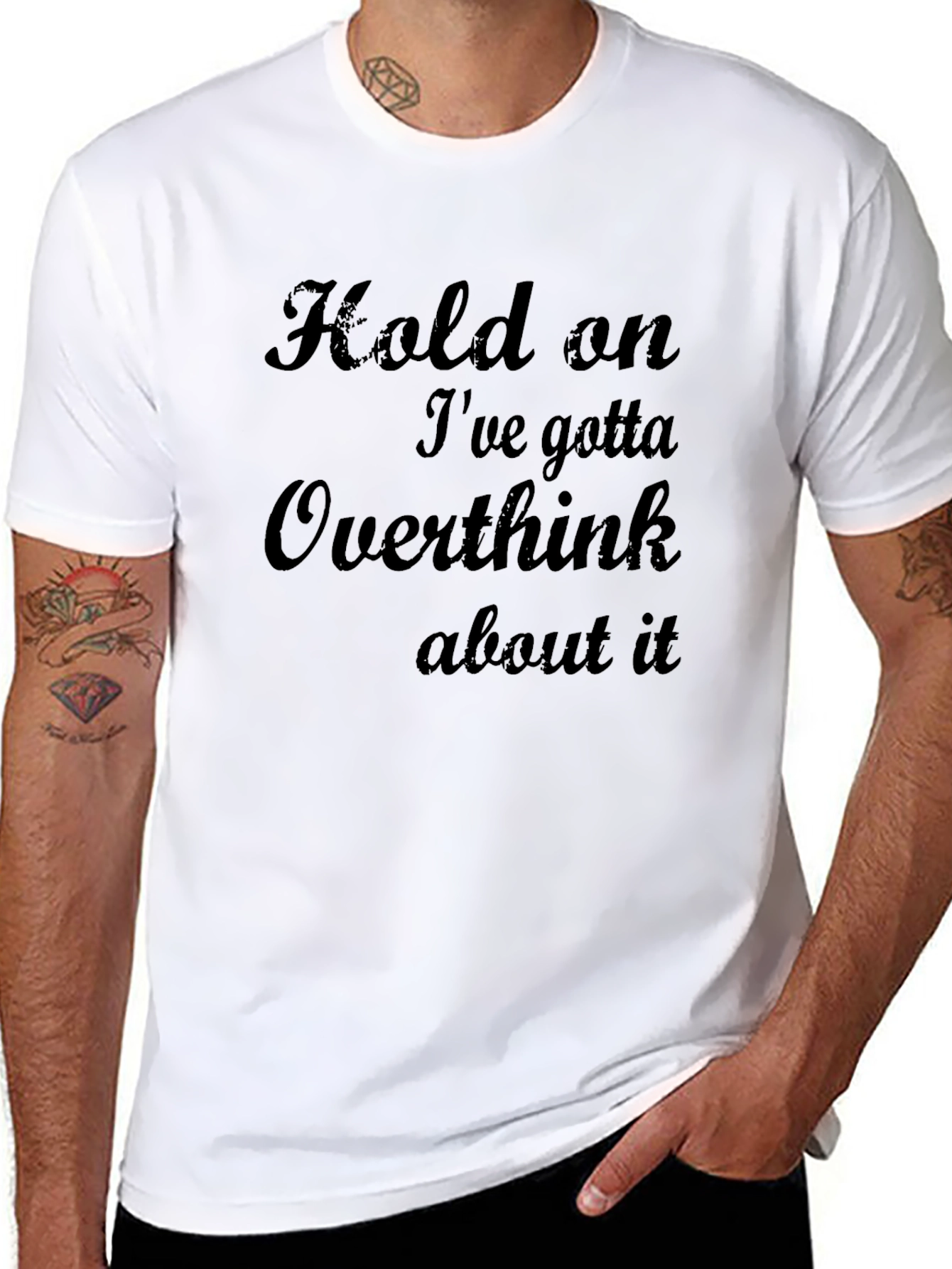 Black Overthinker Graphic Tee - Sarcastic Black Cotton T-Shirt view 8