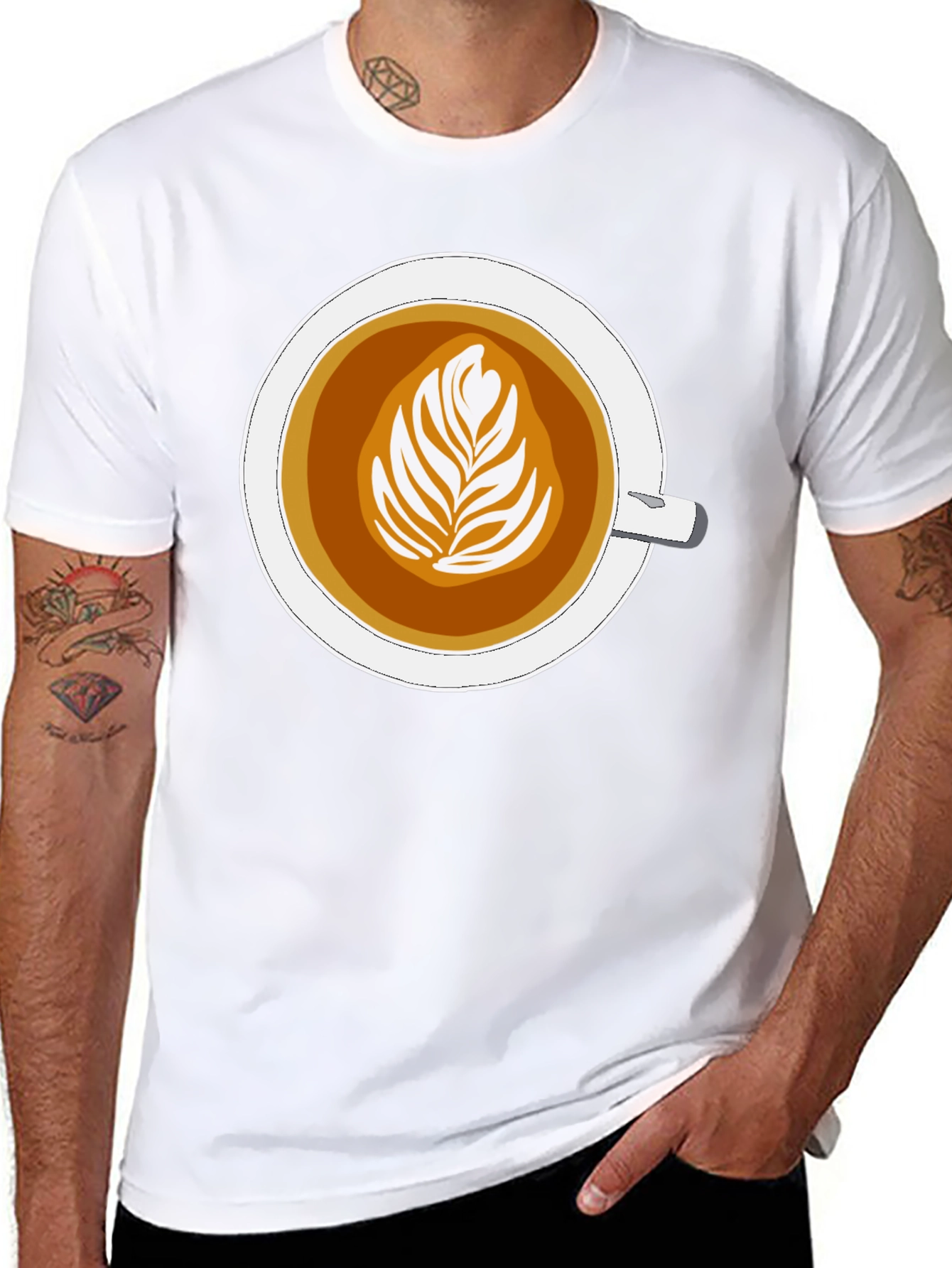 Black Latte Art Graphic Tee - Coffee Lover's Style view 8