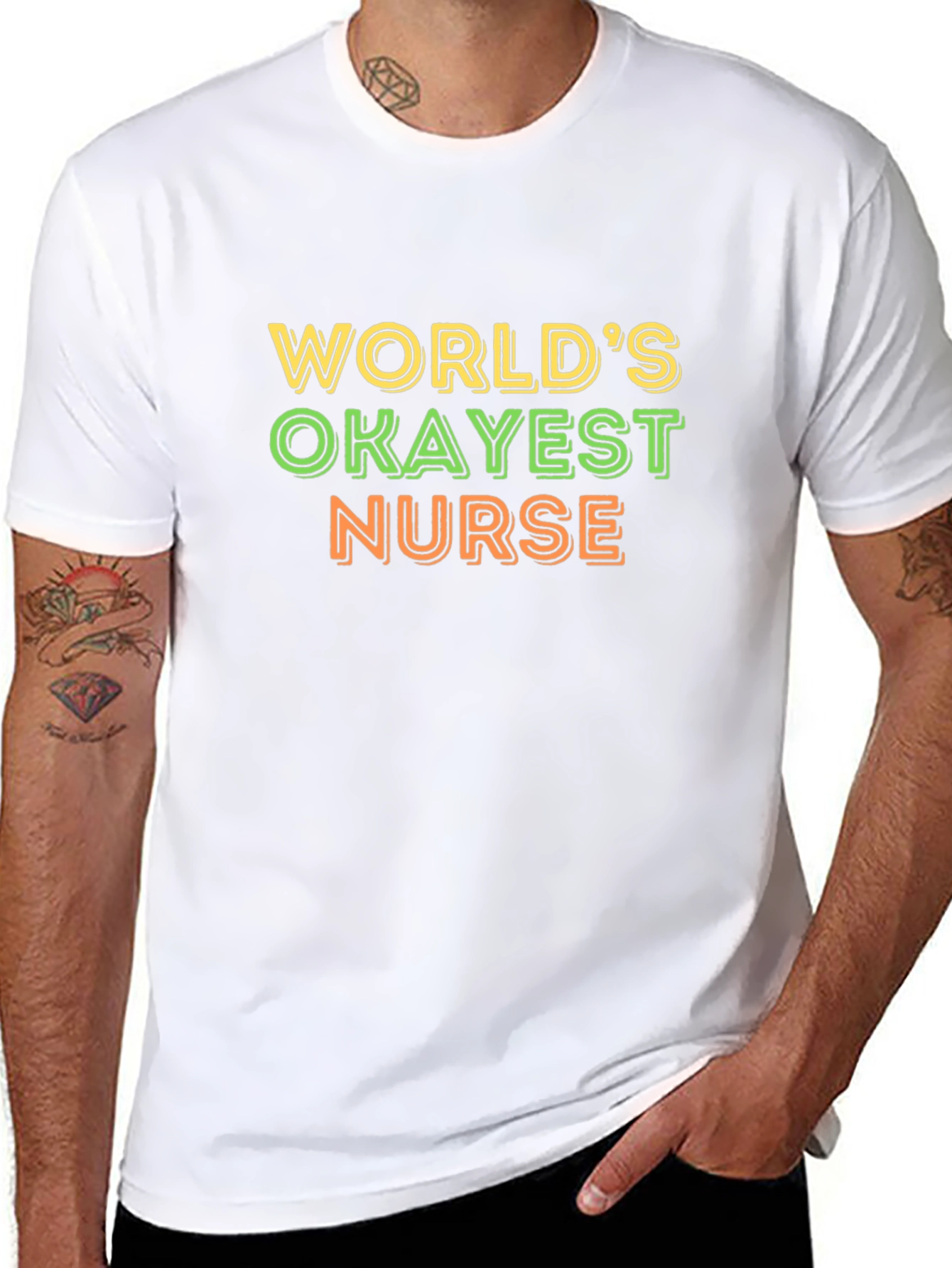 Black World's Okayest Nurse T-Shirt - Funny Graphic Tee view 8