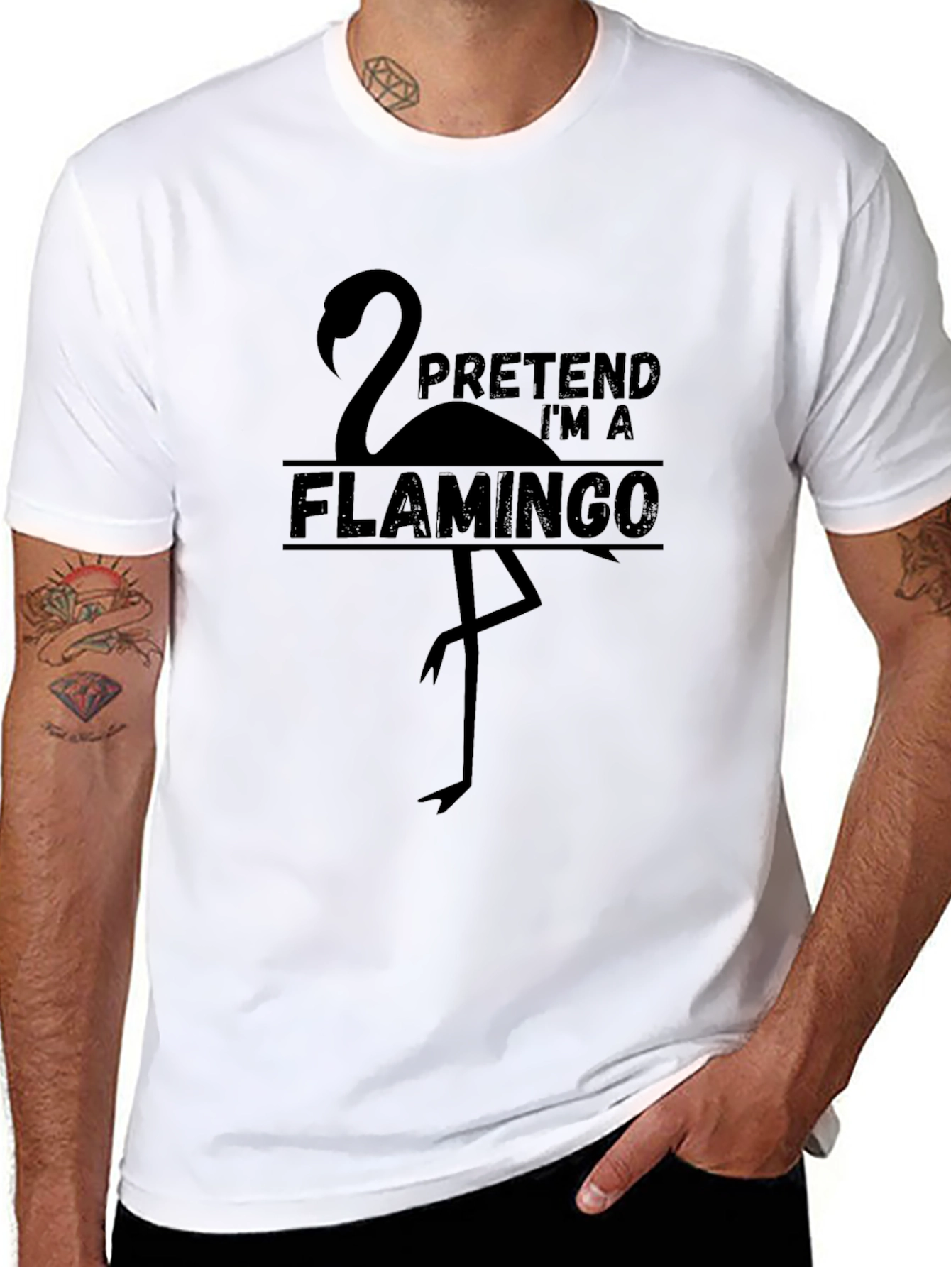 Black Pretend I'm a Flamingo Graphic T-Shirt view 8