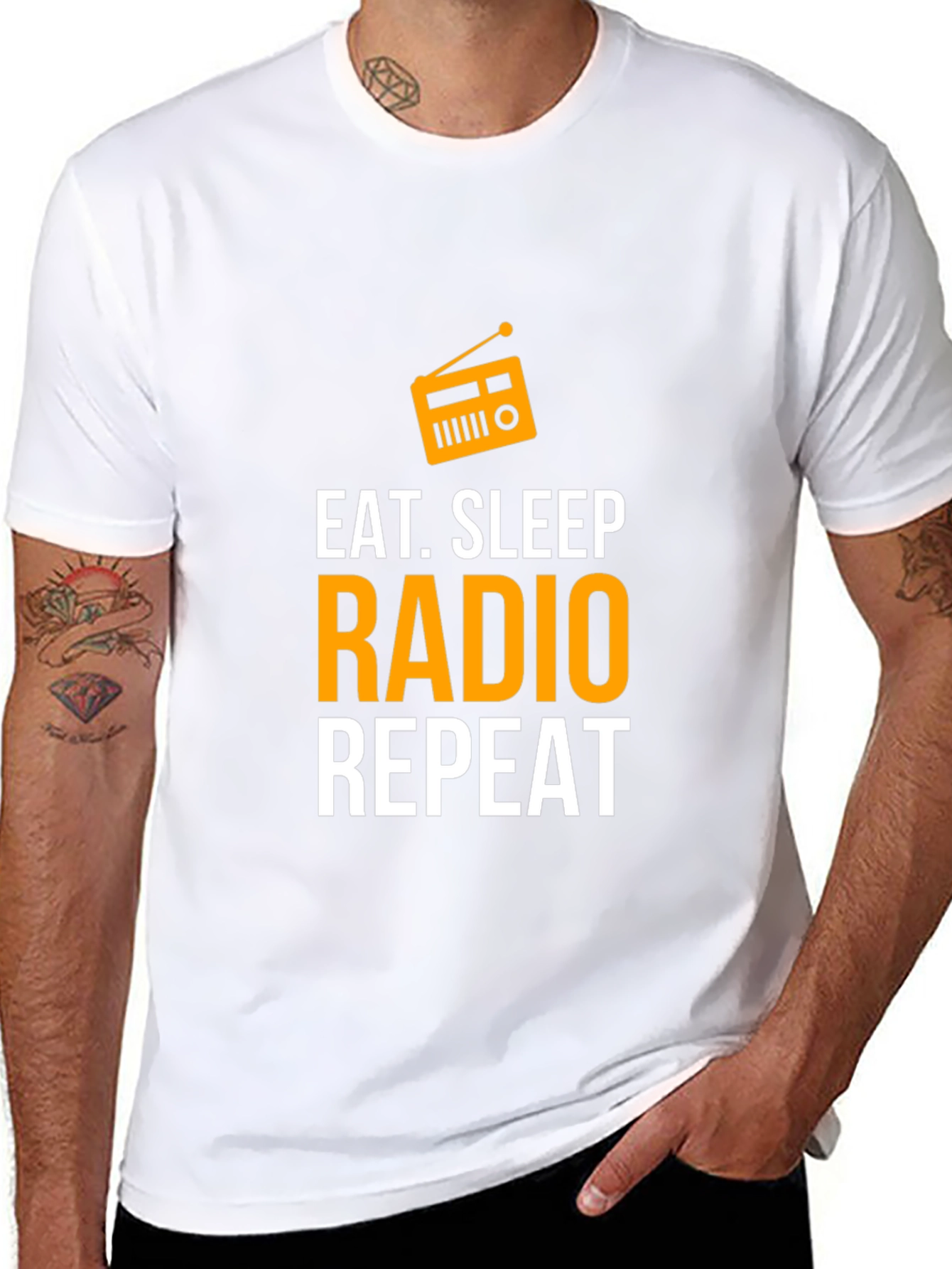 Black Eat Sleep Radio Repeat T-Shirt - Radio Lover Tee view 8