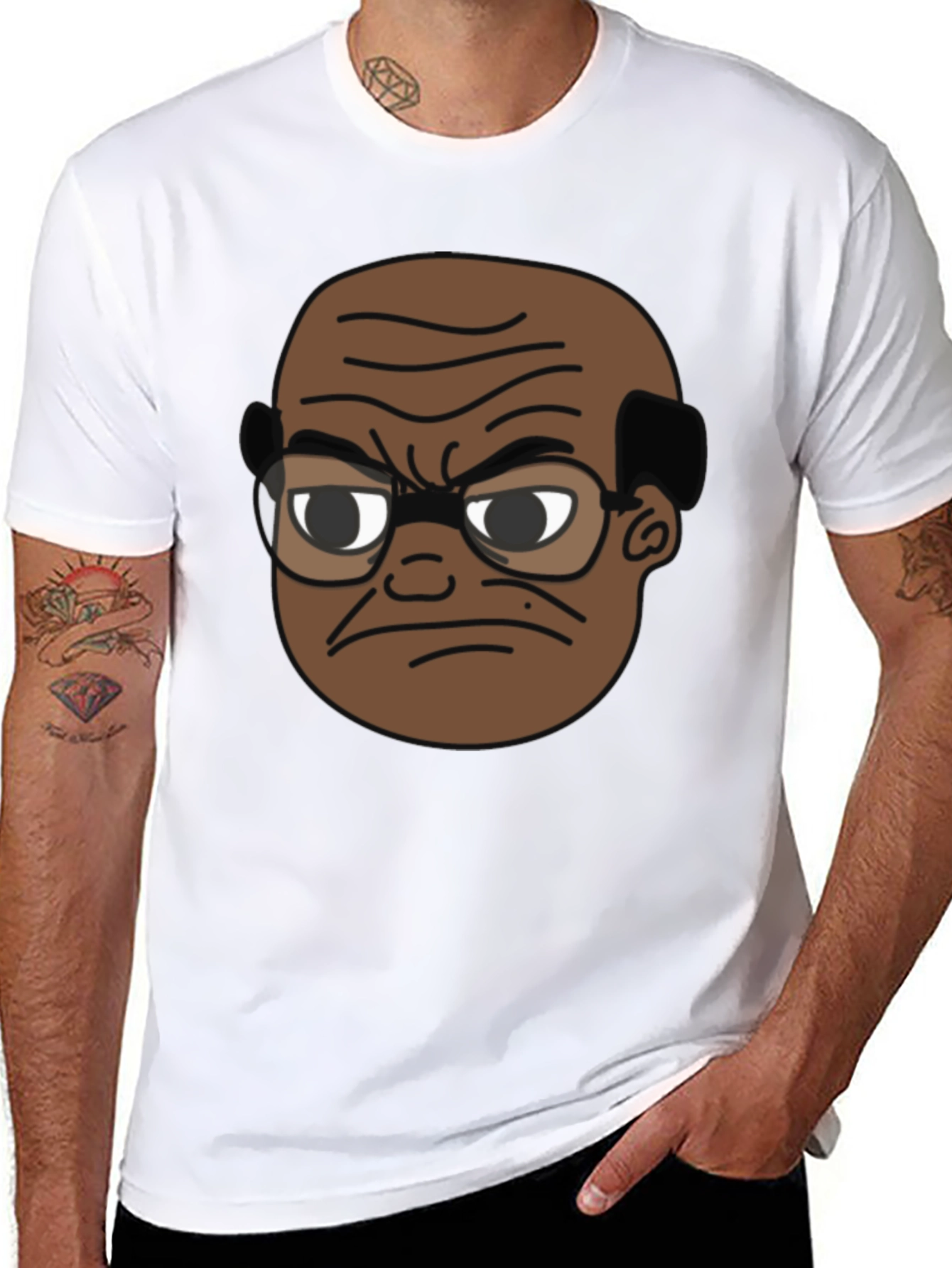 Black Angry Old Man Cartoon Graphic Tee view 8