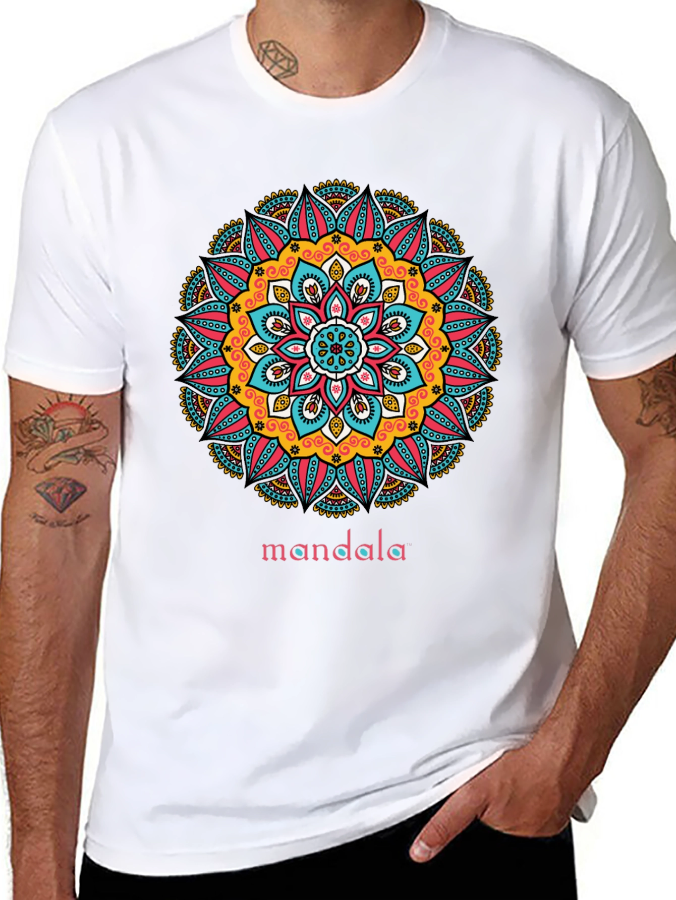 Black Mandala Graphic Print Black T-Shirt view 8