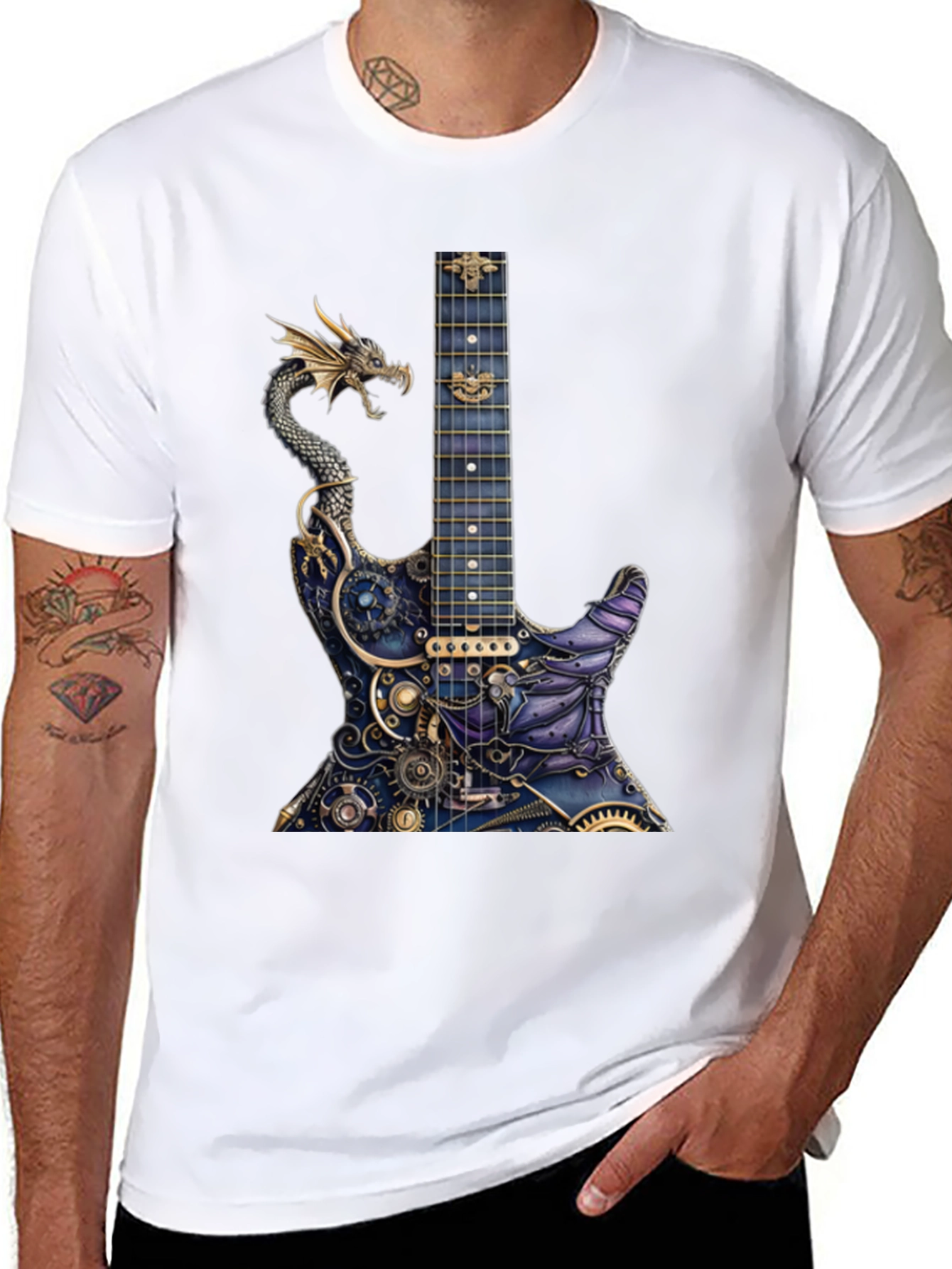Black Dragon Gear Guitar Graphic Tee - Black view 8