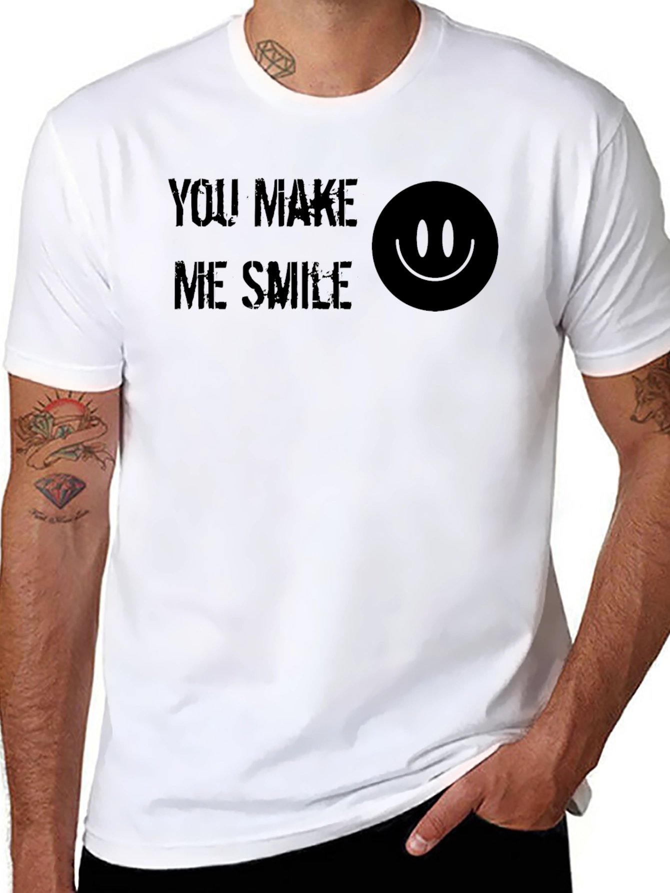 Black You Make Me Smile Graphic Print Tee - Black view 8
