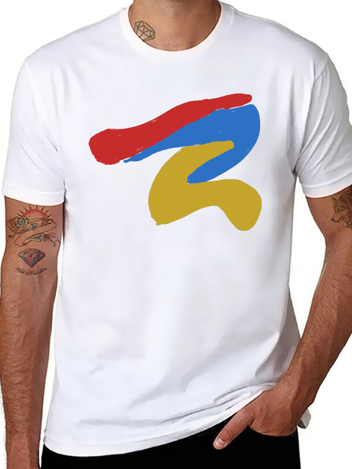 Black Abstract Color Stroke Graphic Tee - Modern Art Shirt view 8