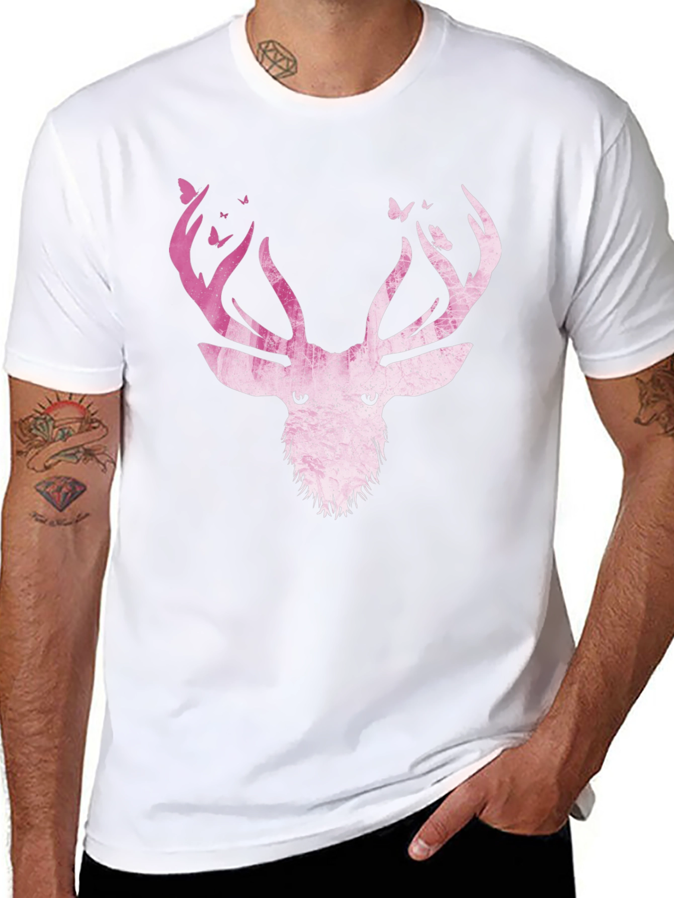 Black Deer Antler Butterfly Graphic T-Shirt view 8