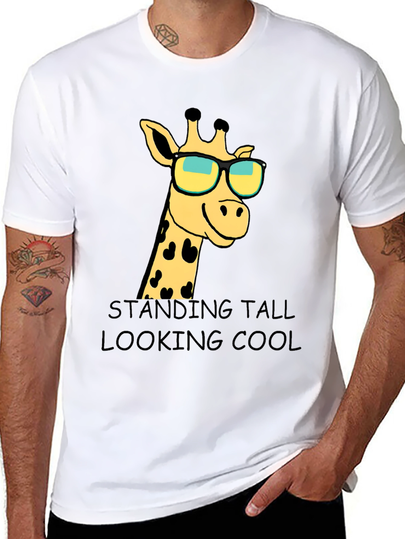Black Giraffe Sunglasses Graphic T-Shirt: Standing Tall Looking Cool view 8