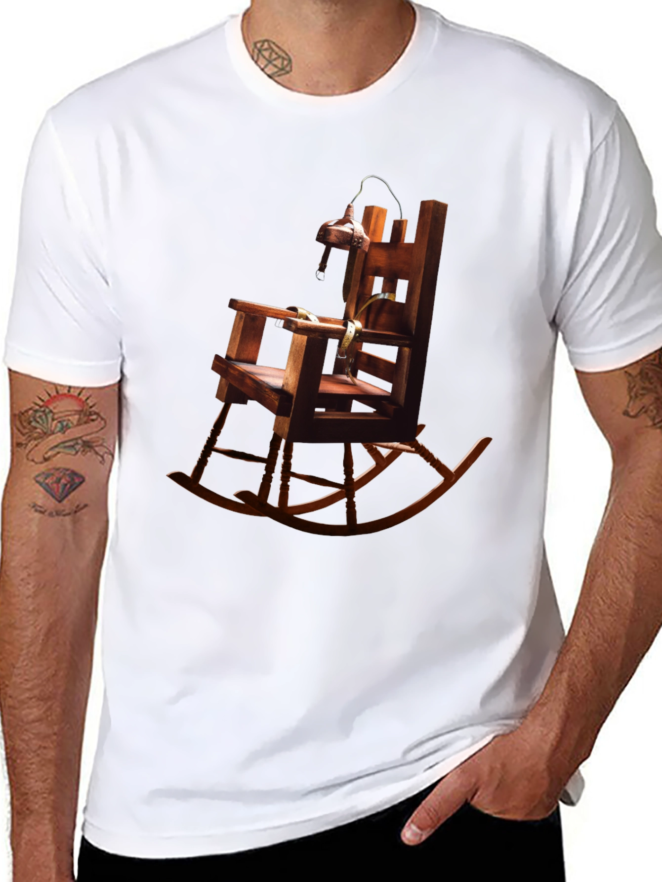Black Electric Chair Graphic Tee view 8
