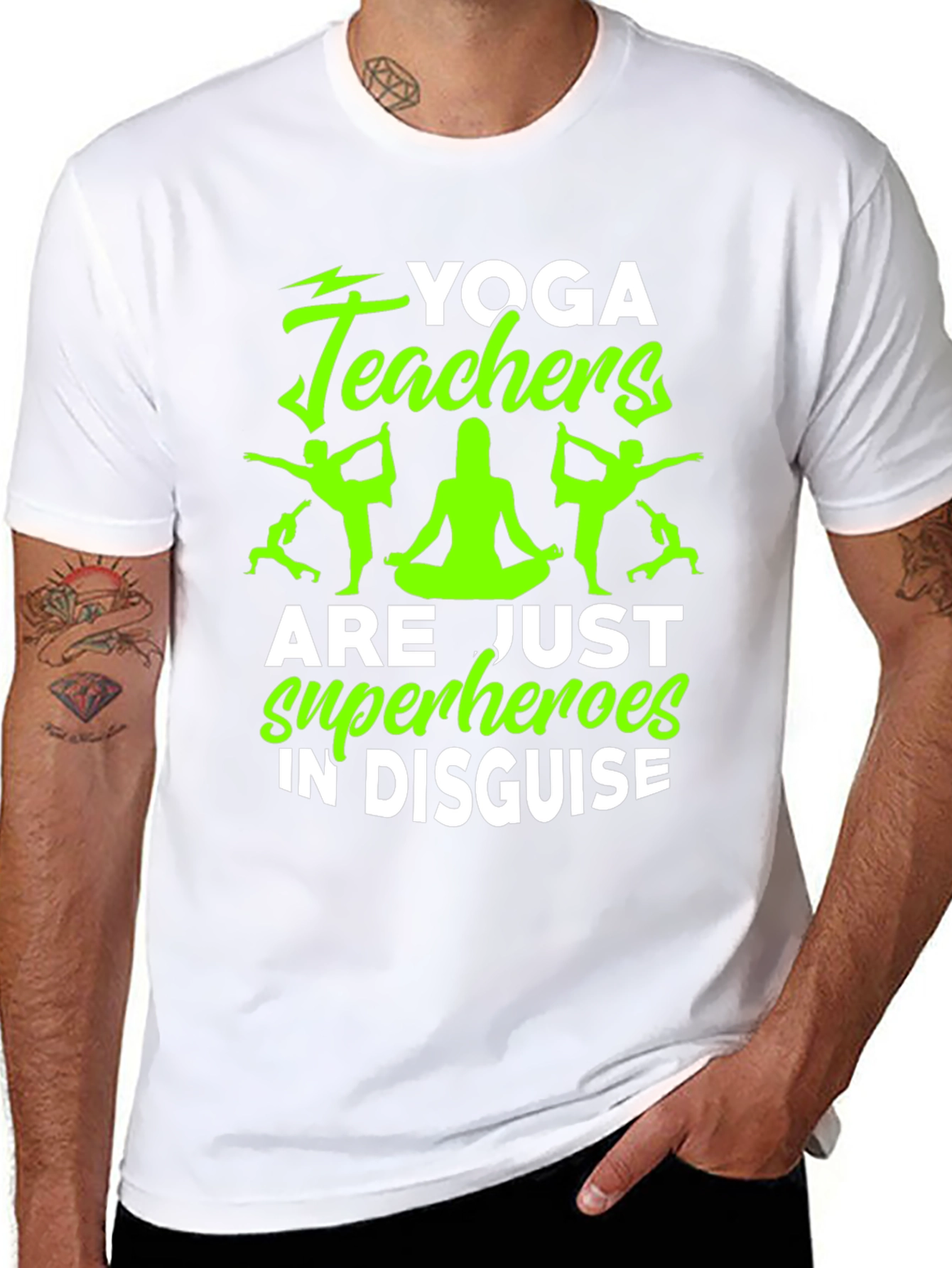 Black Yoga Teacher Superhero Graphic Tee view 8