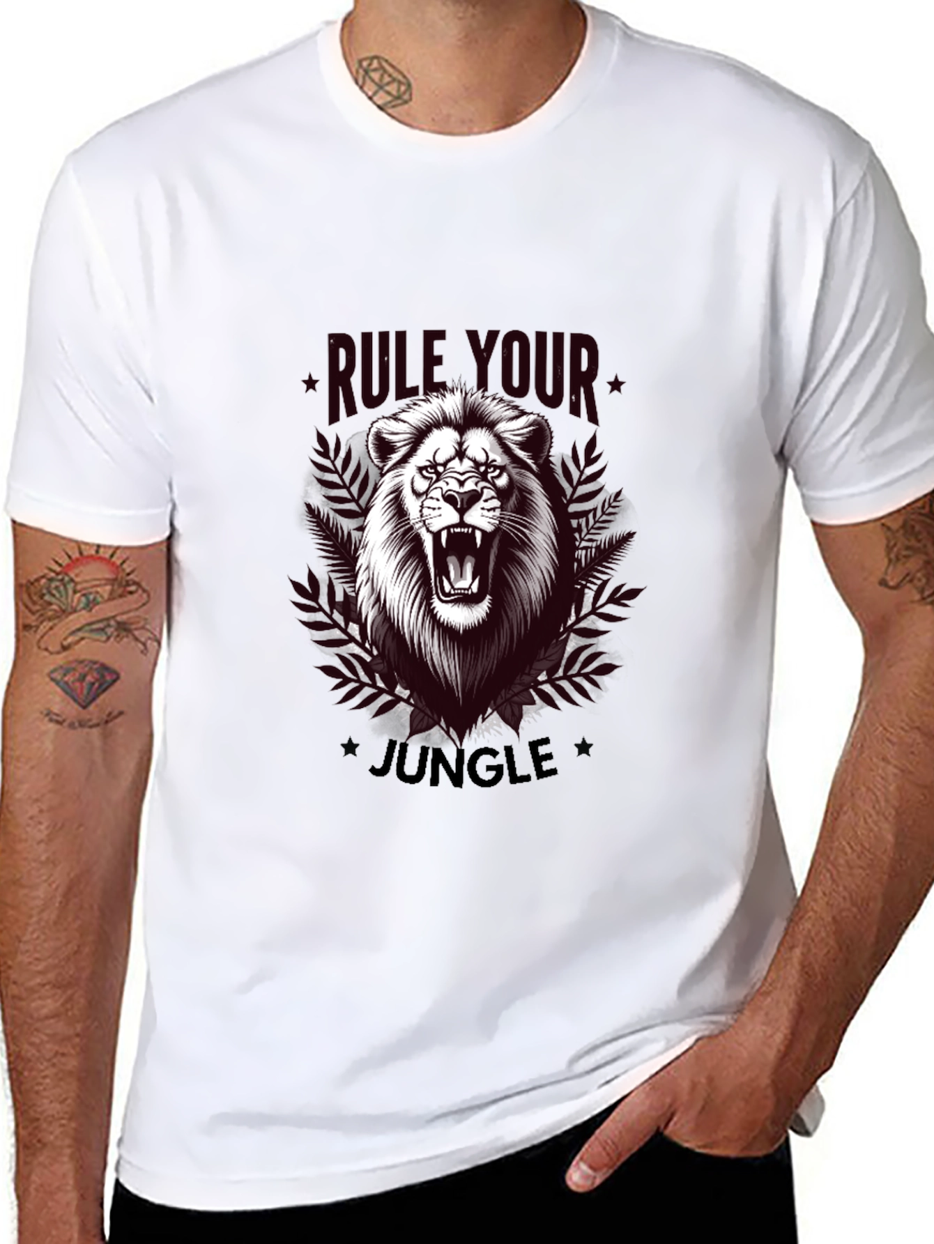 Black Rule Your Jungle Lion Graphic T-Shirt view 8