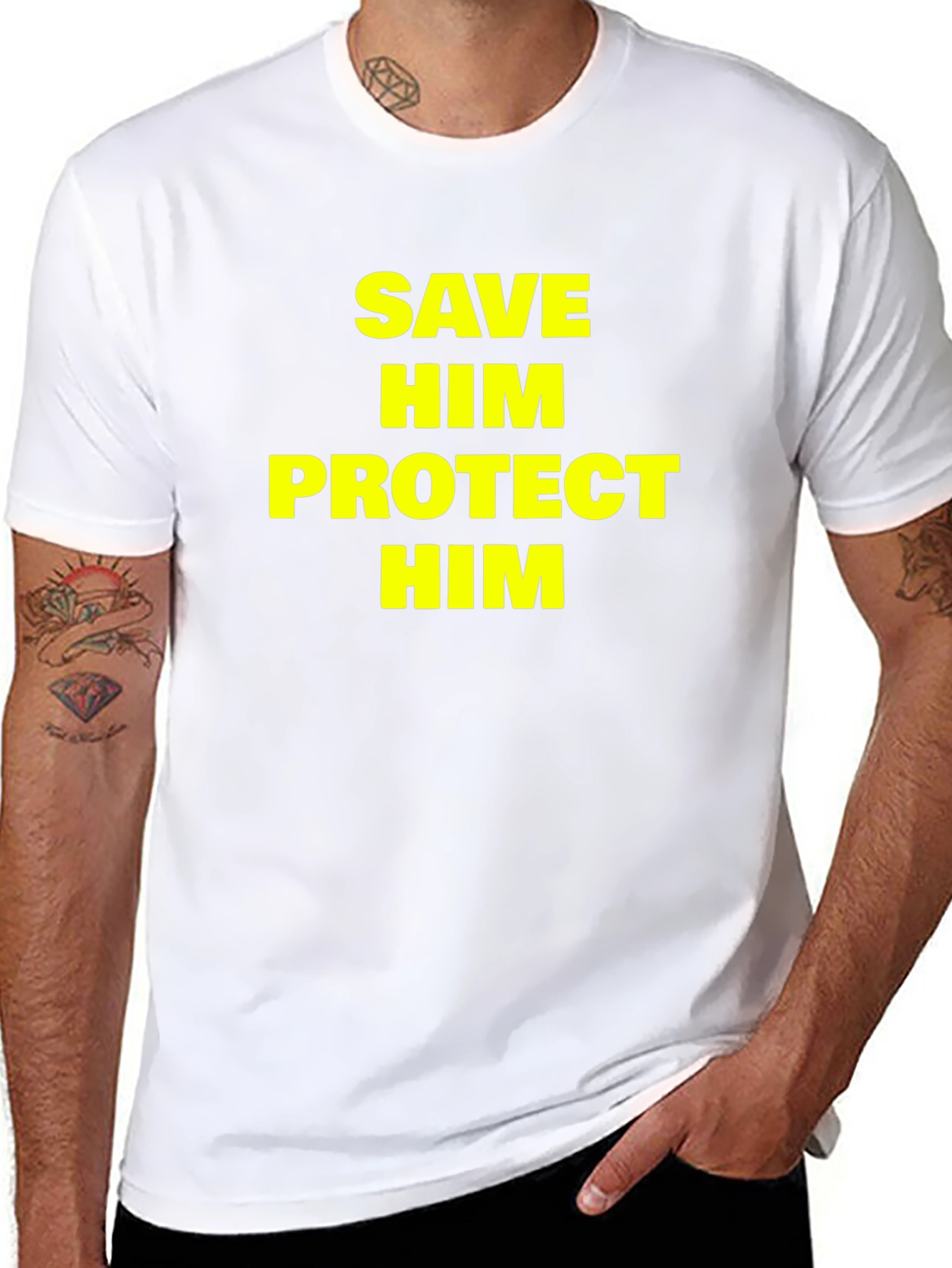 Black Save Him Protect Him Graphic Tee - Black view 8