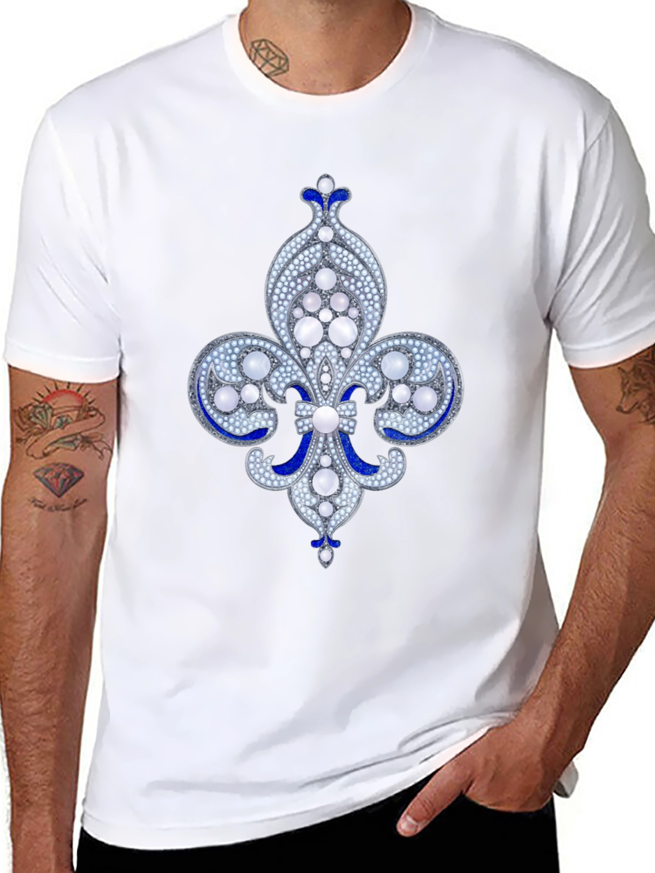 Black Elegant Fleur-de-lis Graphic Tee - Black view 8