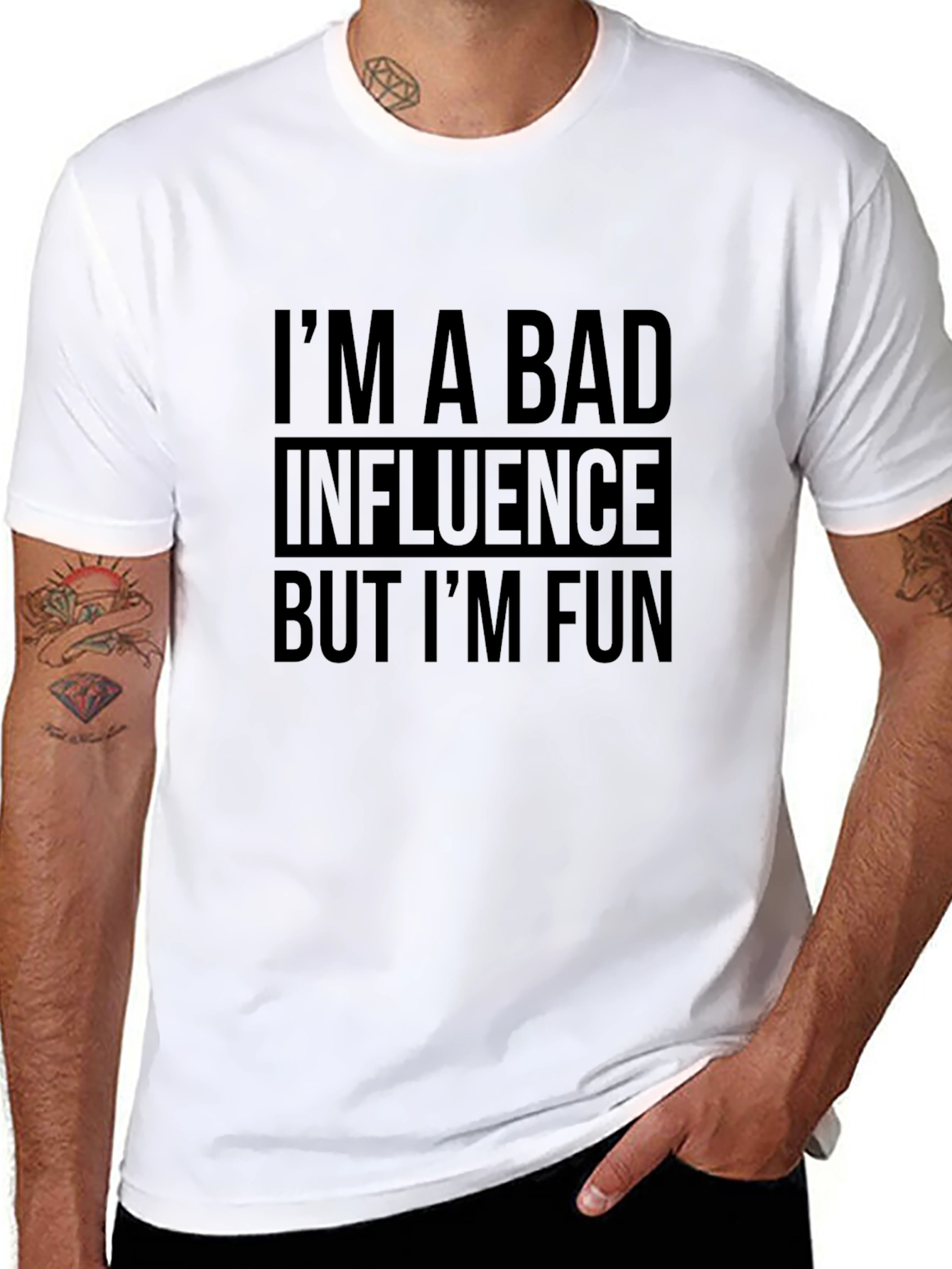 Black Bad Influence Fun Graphic T-Shirt view 8