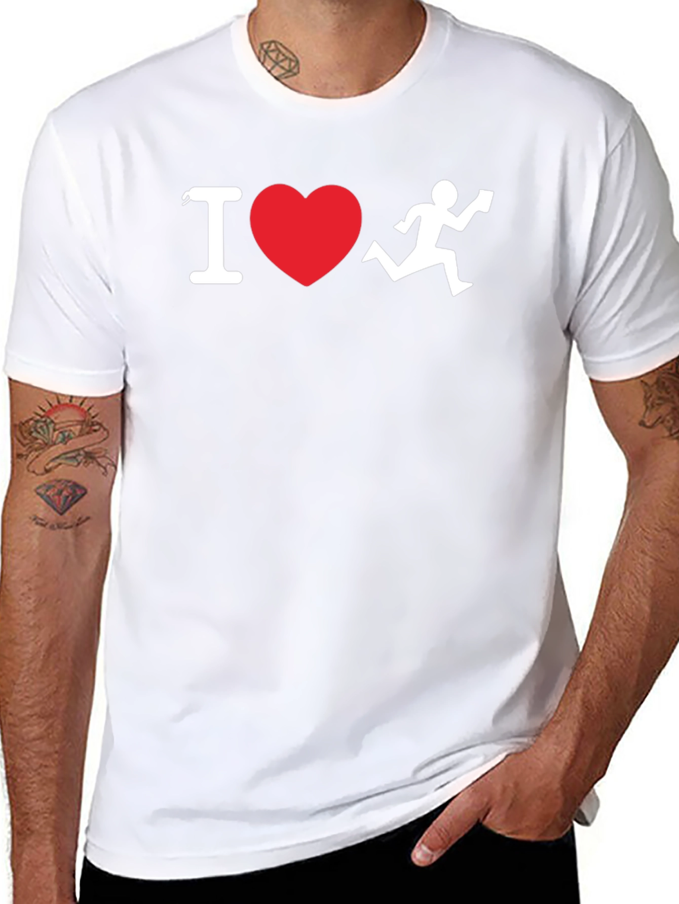 Black I Heart Running T-Shirt - Black Cotton Blend view 8