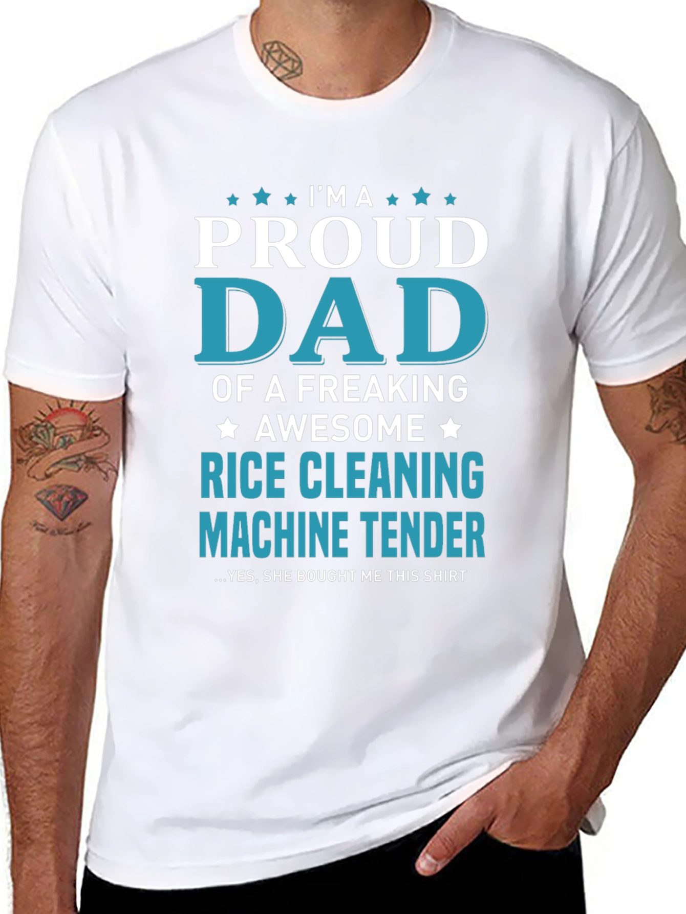 Black Proud Dad Rice Cleaning Machine Tender T-Shirt view 8