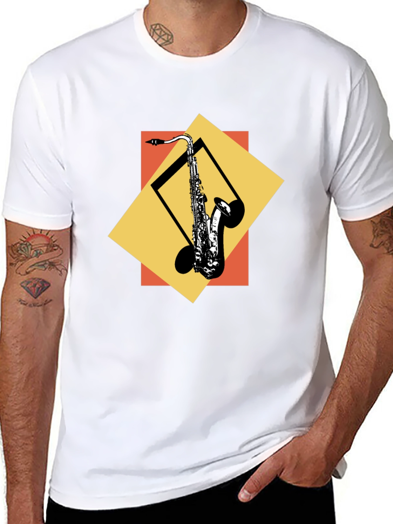 Black Saxophone Graphic Tee - Cool Music Lover Shirt view 8