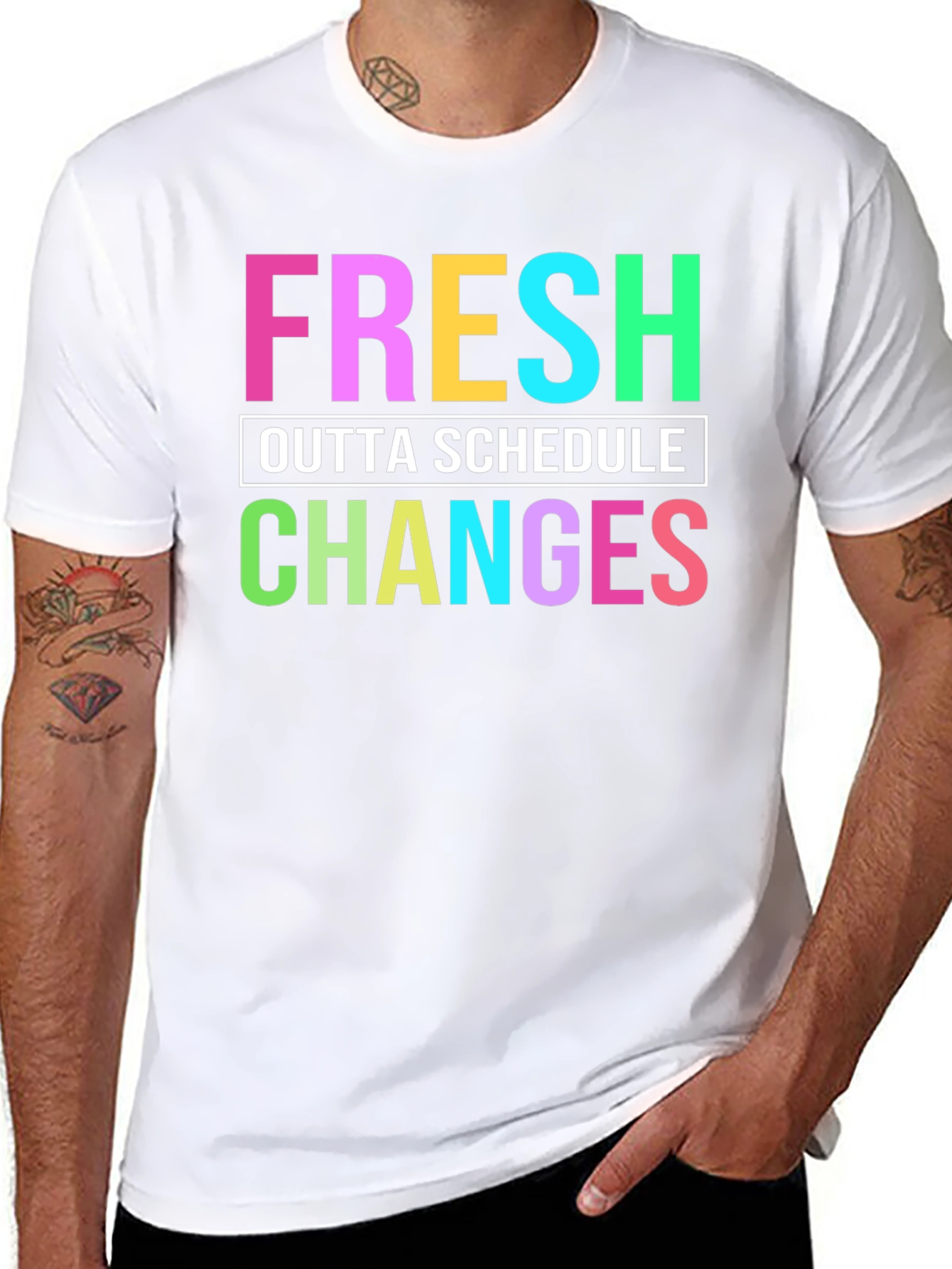 Black Fresh Outta Schedule Changes Graphic Tee view 8