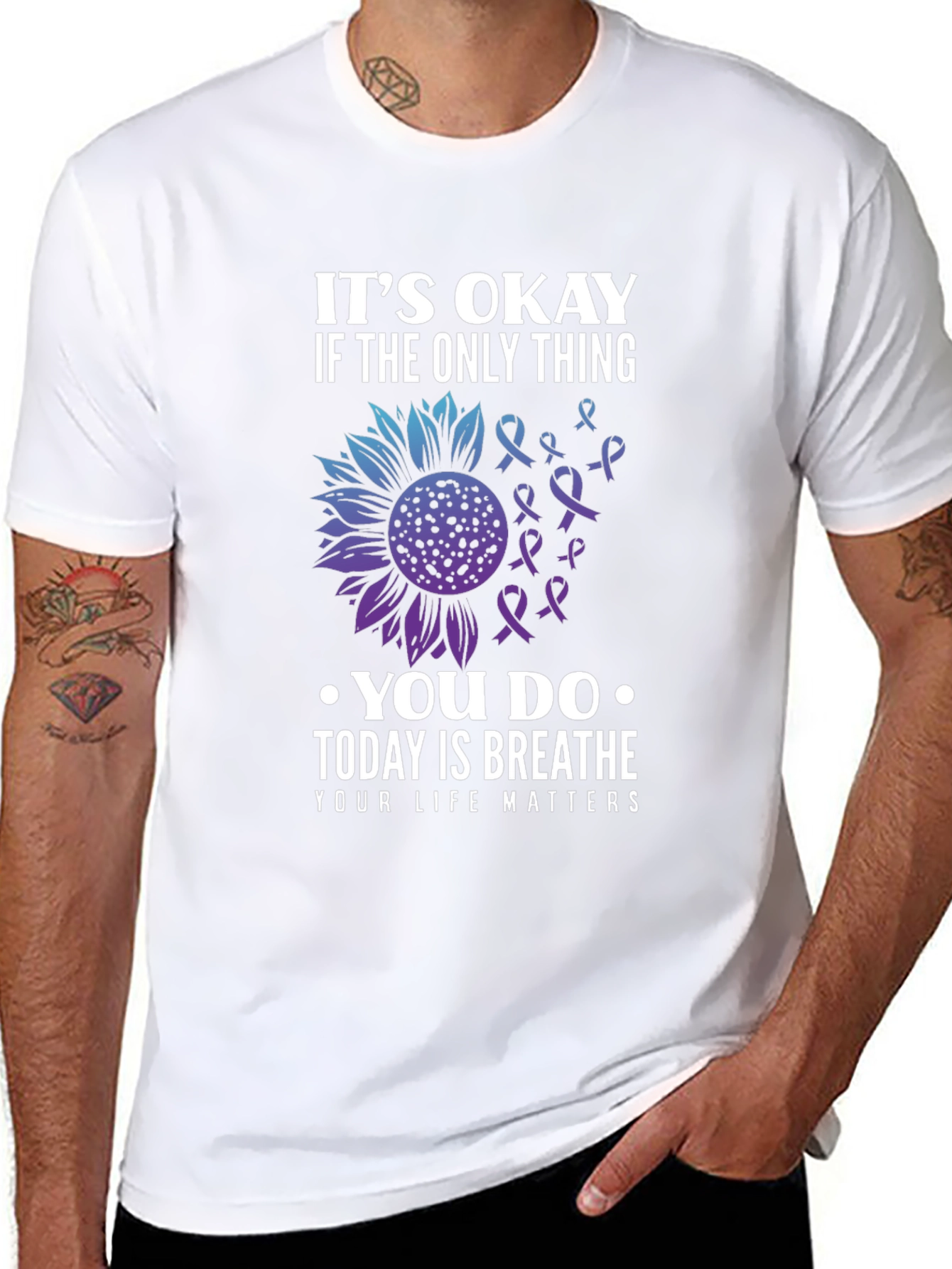 Black It's Okay To Breathe Graphic T-Shirt view 8