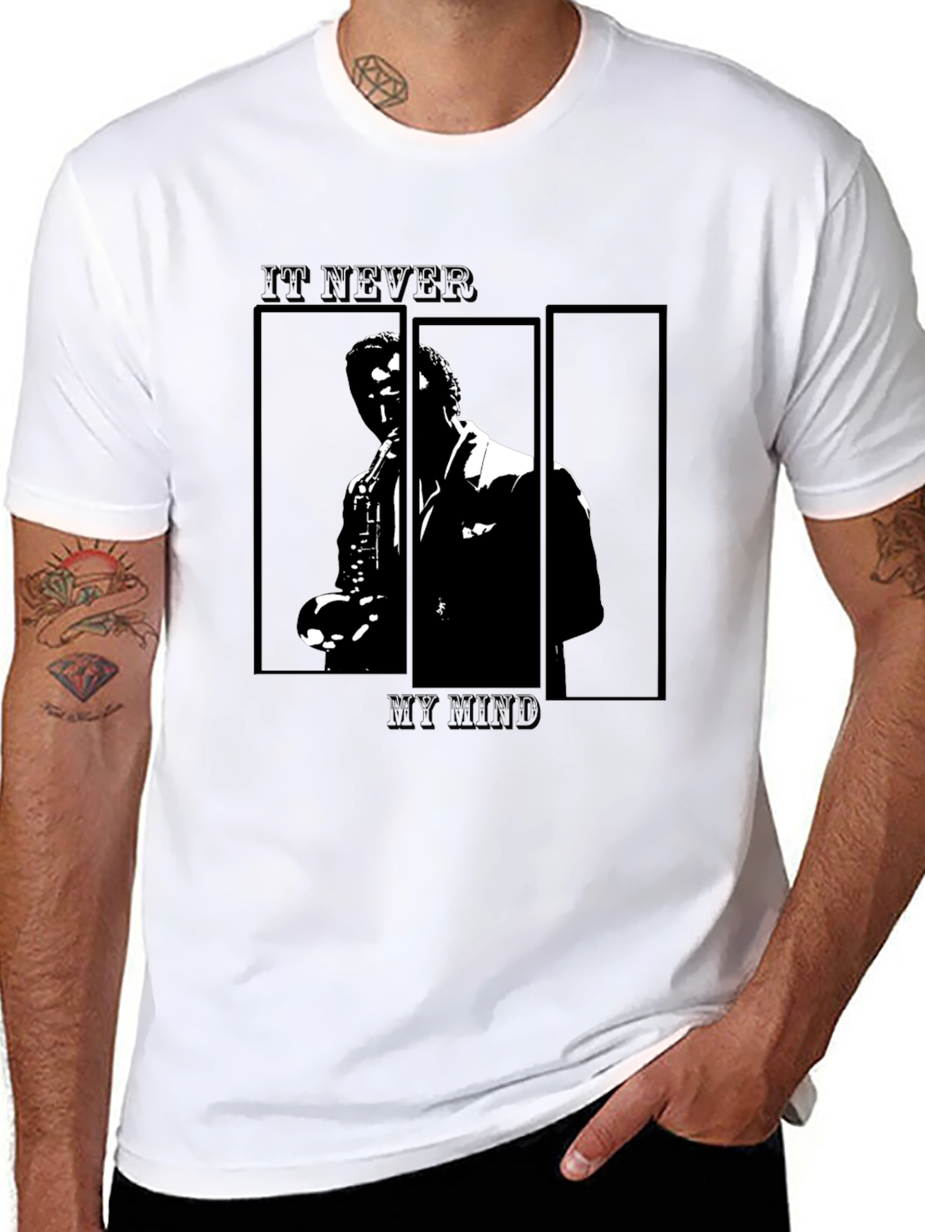 Black Jazz Saxophone Graphic Tee - Classic Black T-Shirt view 8