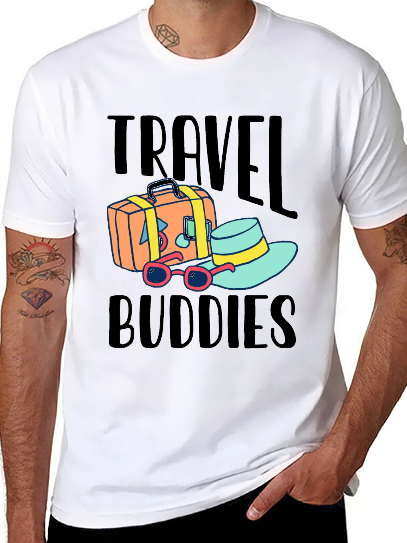 Black Travel Buddies T-Shirt view 8