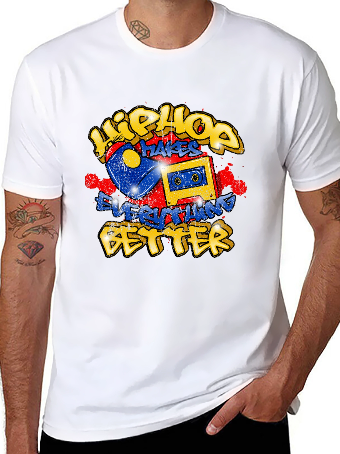 Black Hip Hop Makes Everything Better Graphic T-Shirt view 8