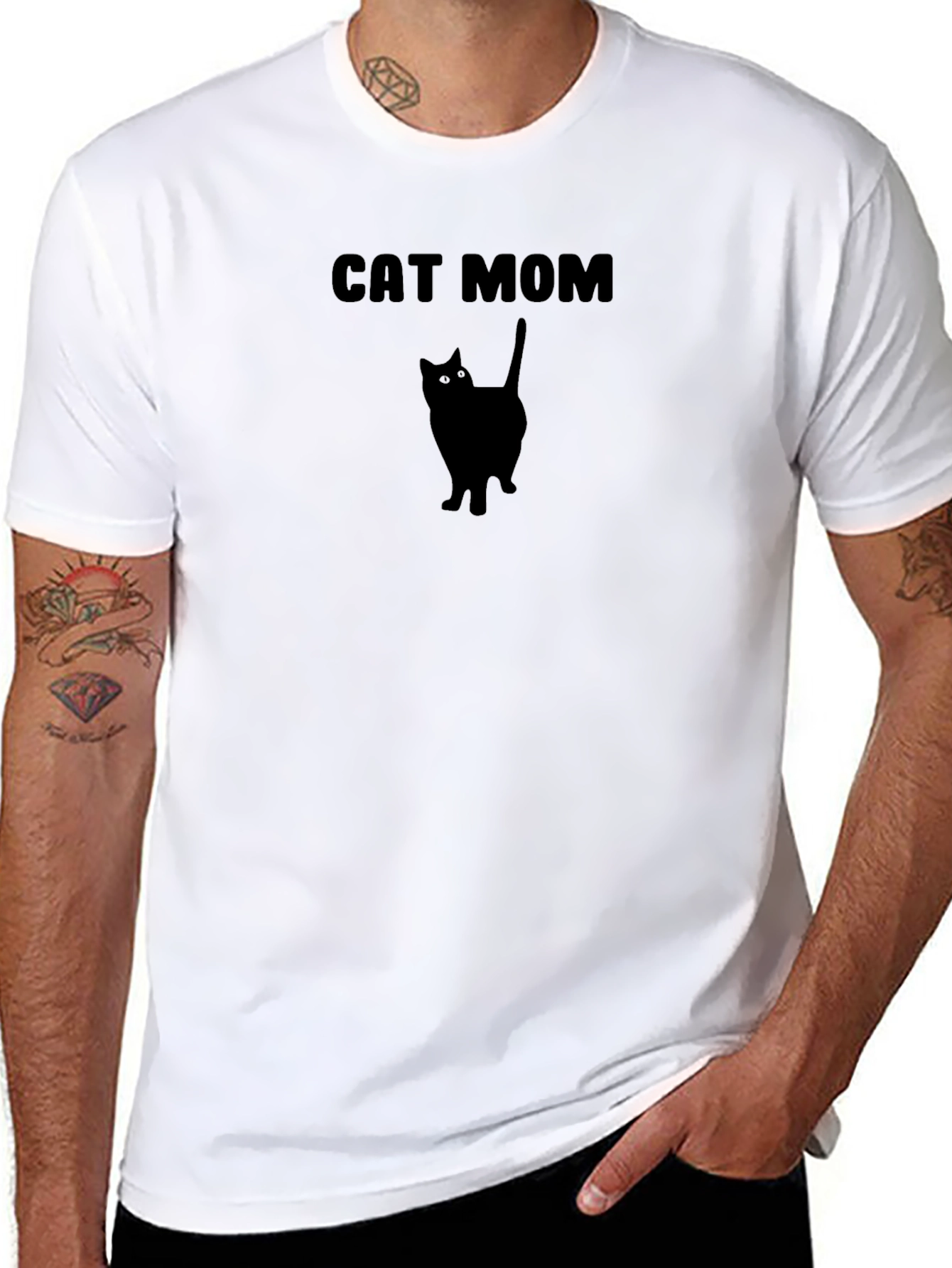 Black Cat Mom T-Shirt - Black Cat Silhouette view 8