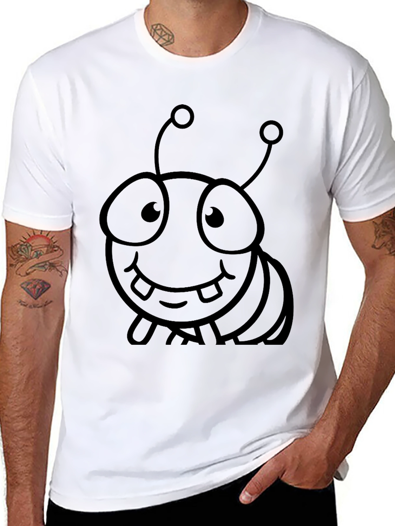 Black Cute Cartoon Bug Graphic T-Shirt view 8
