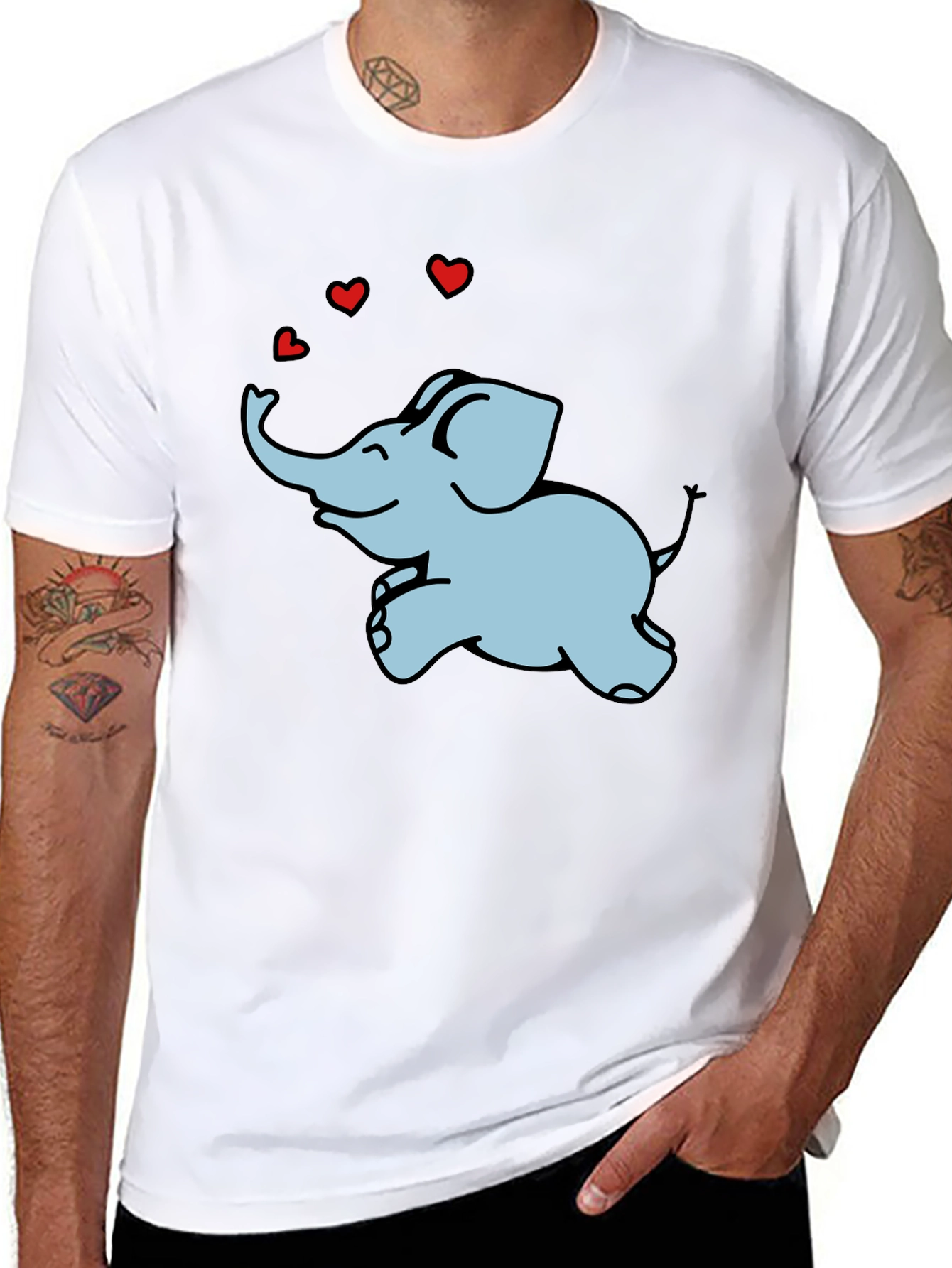 Black Elephant Love Graphic Tee - Unisex Comfort Fit view 8