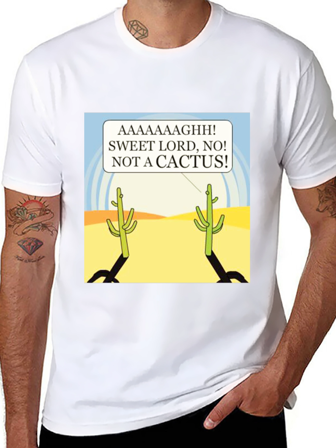 Black Funny Cactus T-Shirt - AAAAAAGHH! view 8