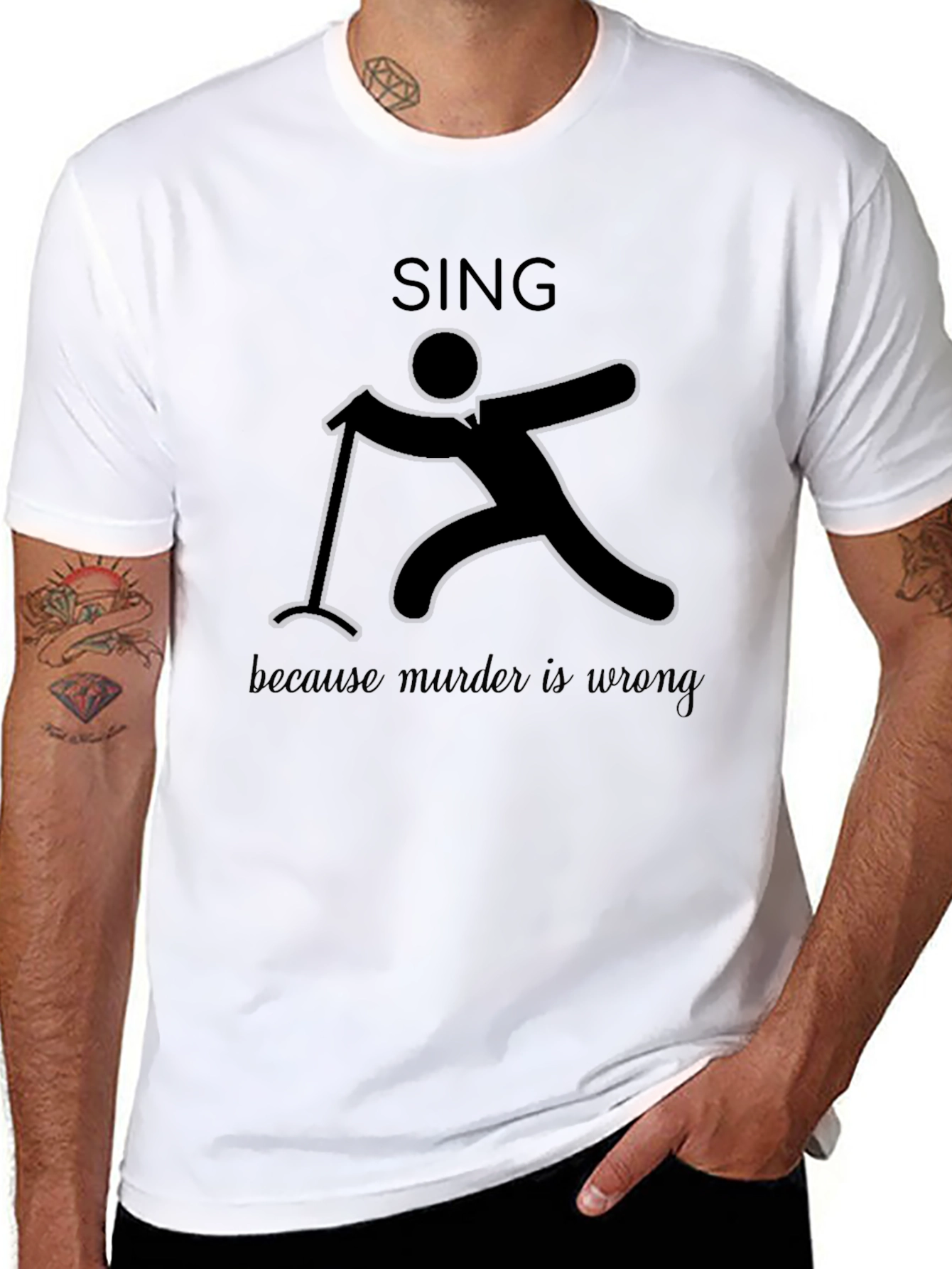 Black Sing Because Murder is Wrong T-Shirt view 8